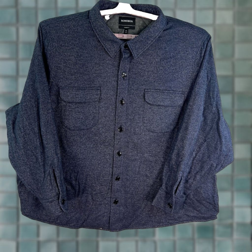 Bonobos Bonobos Shirt Mens 4XL Quilted Brushed Twill Button-Up Blue Regular Size 4XL Size US XXL / EU 58 / 5 - 1 Thumbnail