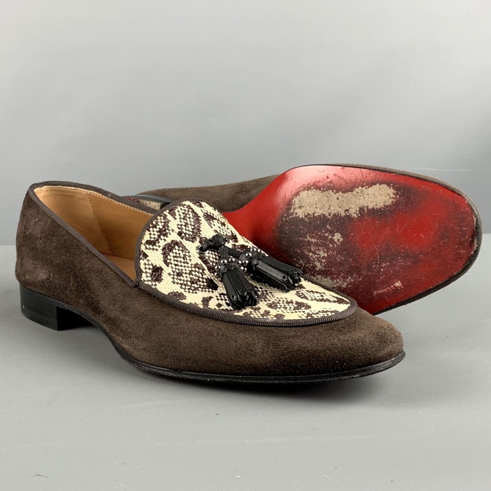 Christian Louboutin CHRISTIAN LOUBOUTIN Size 9 Brown Beige Mixed Materials Woven Tassels Loafers Men Size US 9 / EU 42 - 5 Thumbnail