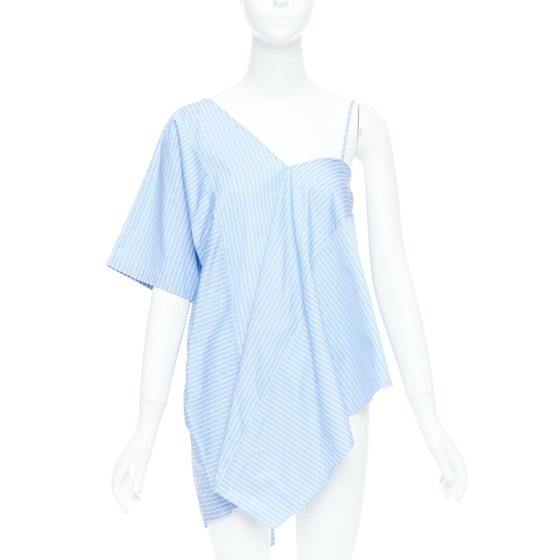 Maison Margiela MAISON MARGIELA blue cotton striped deconstructed half cami top IT38 XS Size XS / US 0-2 / IT 36-38 - 1 Thumbnail