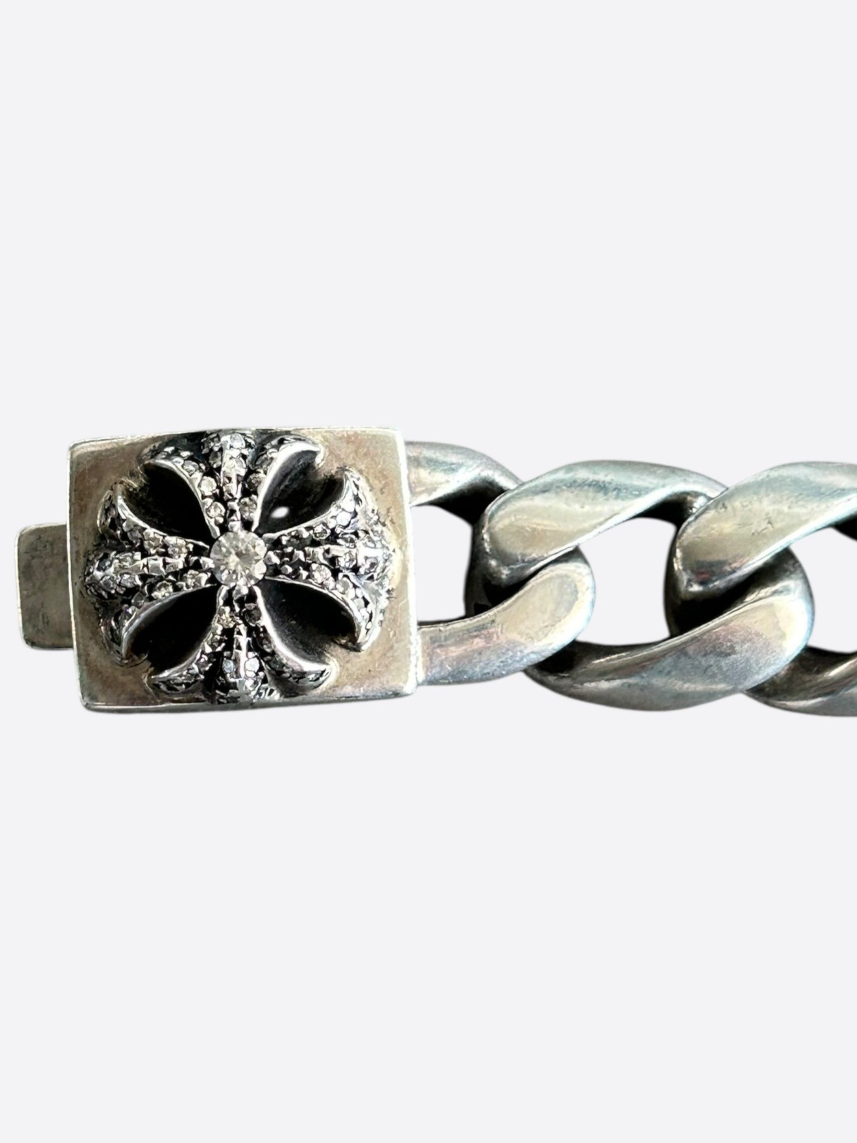 Chrome Hearts Chrome Hearts Silver & Diamond Cross Cuban Bracelet Size ONE SIZE - 3 Thumbnail