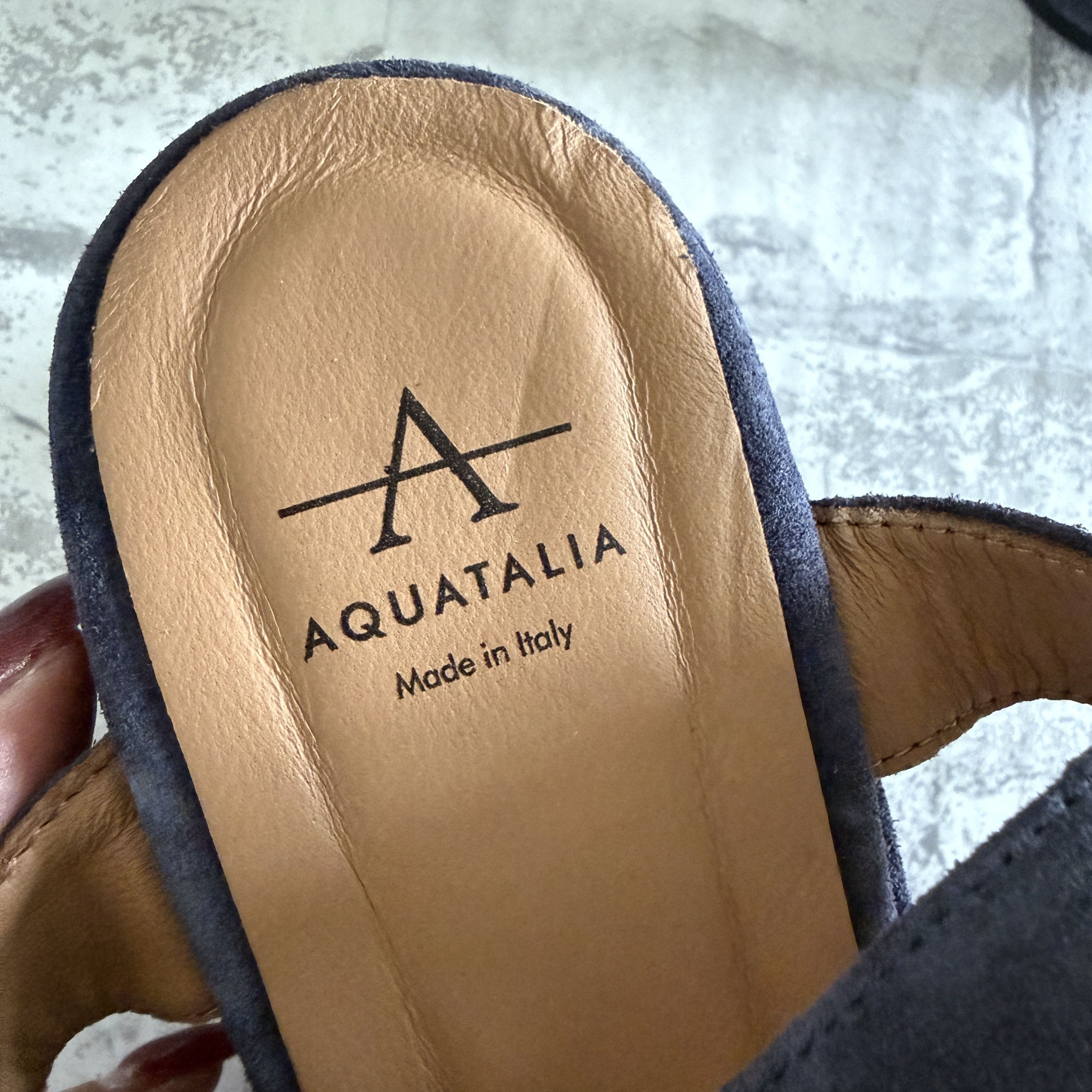 Aquatalia Aquatalia Dinah Navy Suede Water Repellent Platform Wedge Size US 7.5 / IT 37.5 - 6 Thumbnail