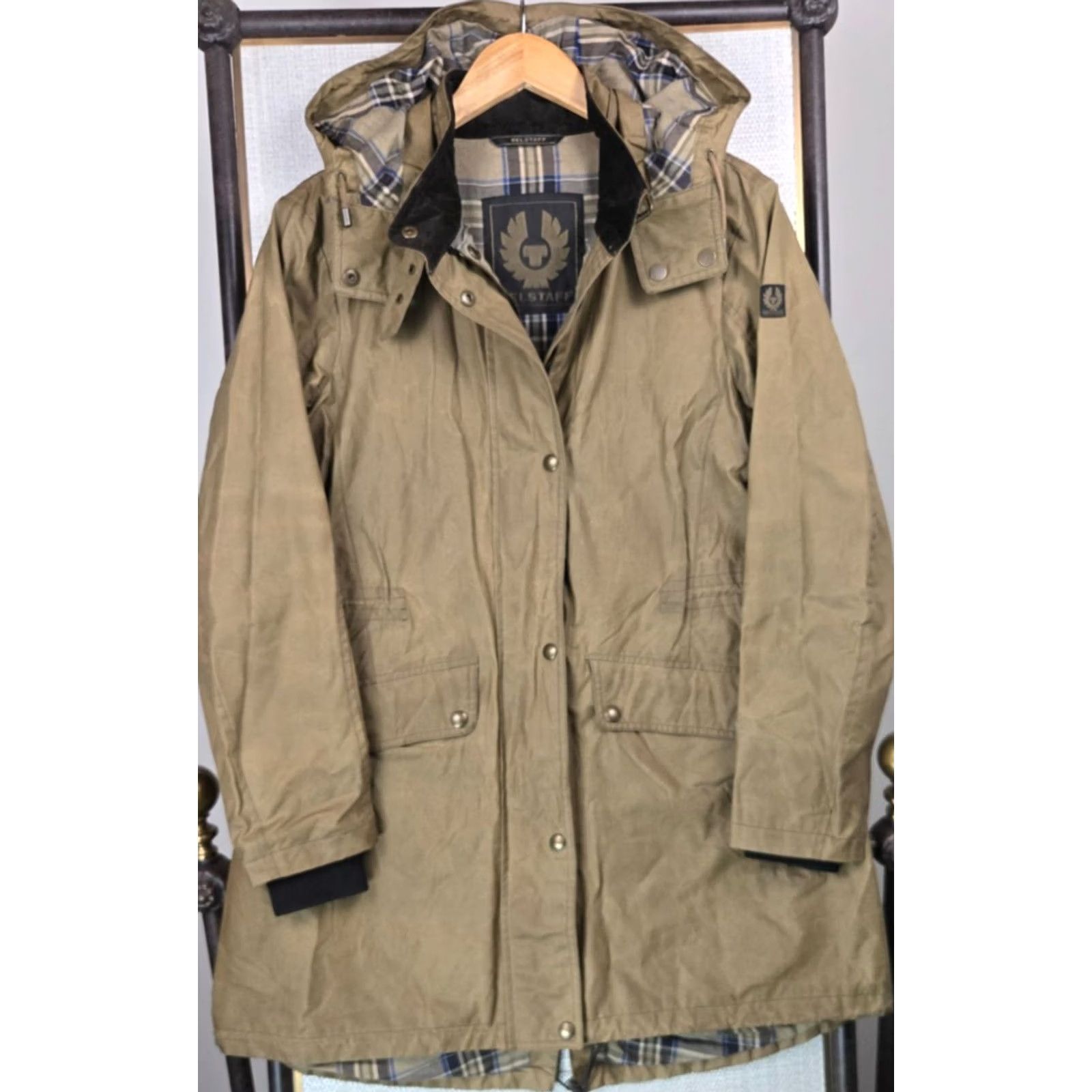 Belstaff VINTAGE Belstaff Womens Large Waxed Cotton Hooded Fishtail Parka Jacket Coat Size L / US 10 / IT 46 - 2 Thumbnail