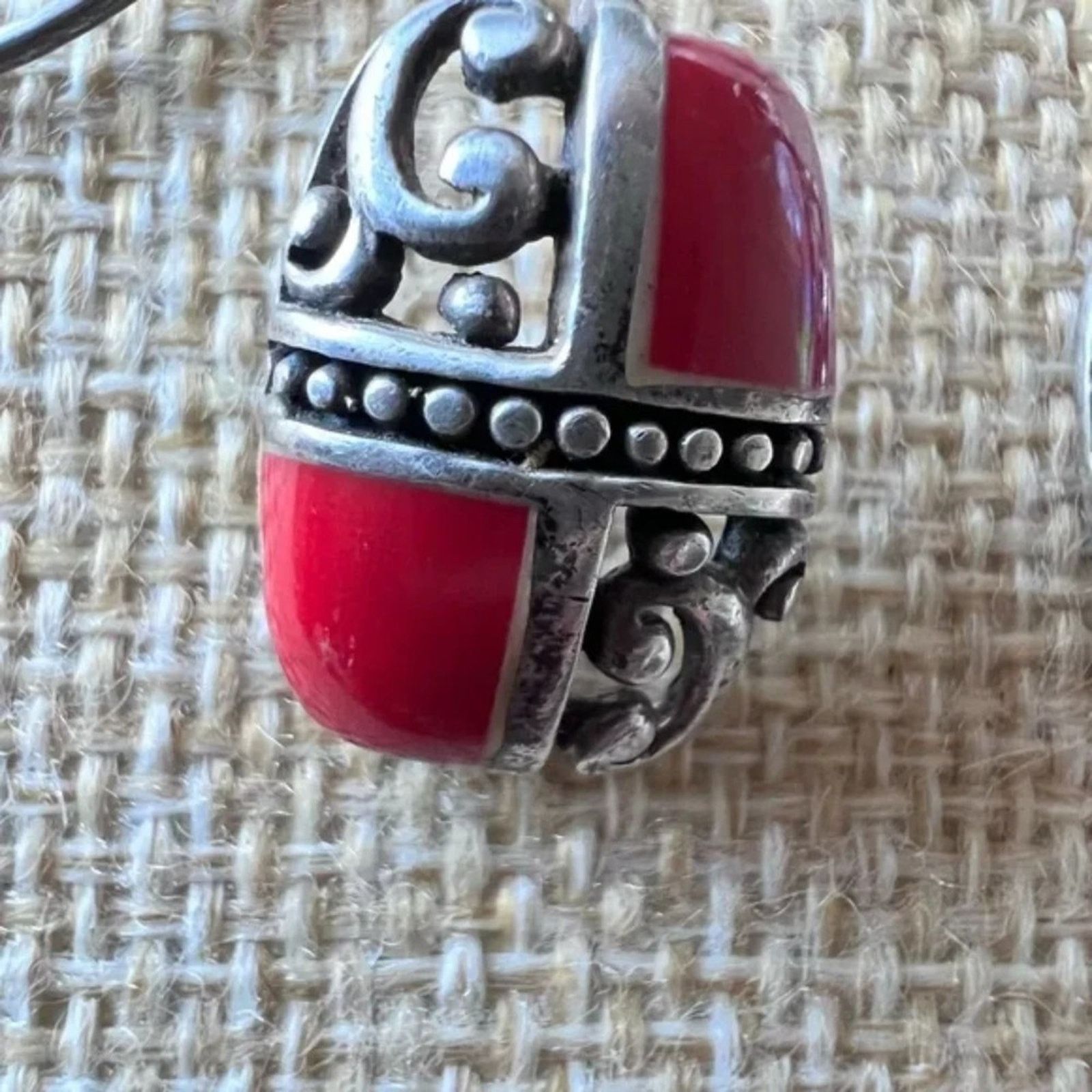 Other .925 CSX Sterling and Coral Fish Hook Earrings Dangle Drop Size ONE SIZE - 4 Thumbnail