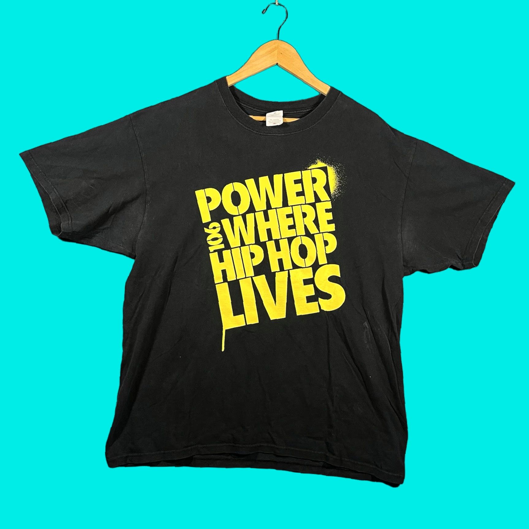 Anvil VINTAGE Power 106FM Los Angeles T Shirt XL Crew Neck 80s Graphic Print Mens Short Sleeve Black Size US XL / EU 56 / 4 - 1 Thumbnail