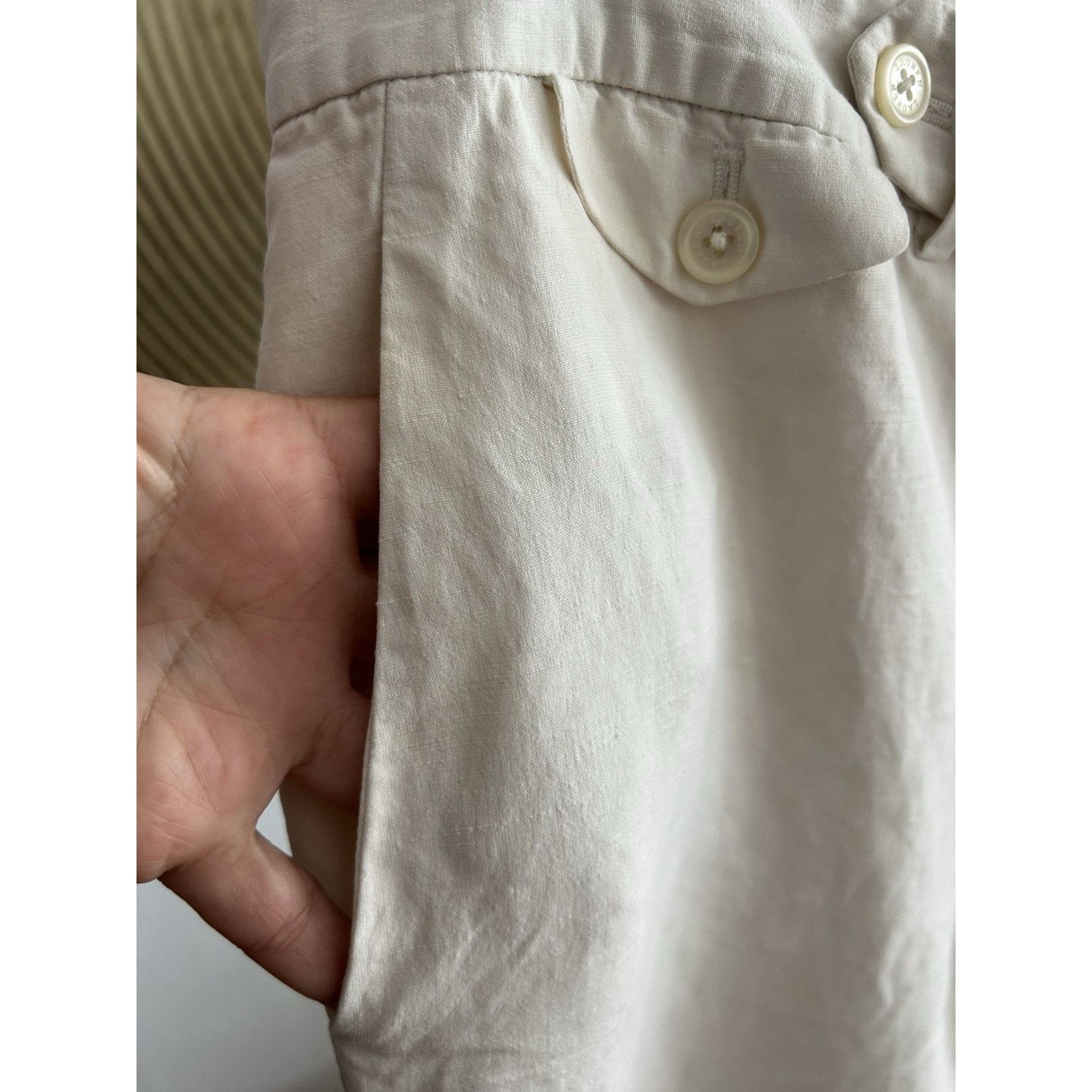 Lauren Ralph Lauren Ralph Lauren Cream Silk Linen Dress Pants Minimalist 12 Size 34" / US 12 / IT 48 - 4 Thumbnail