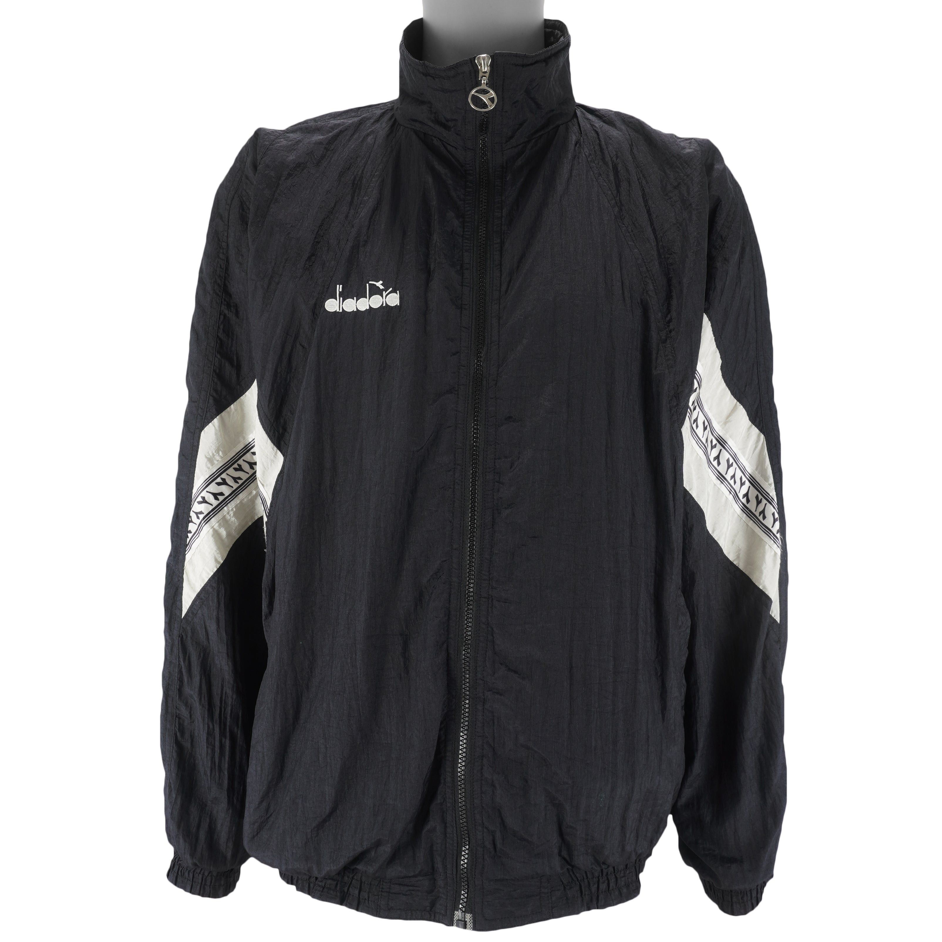 Diadora Black & White Taped-Logo Jacket 1990s Size US XL / EU 56 / 4 - 1 Thumbnail