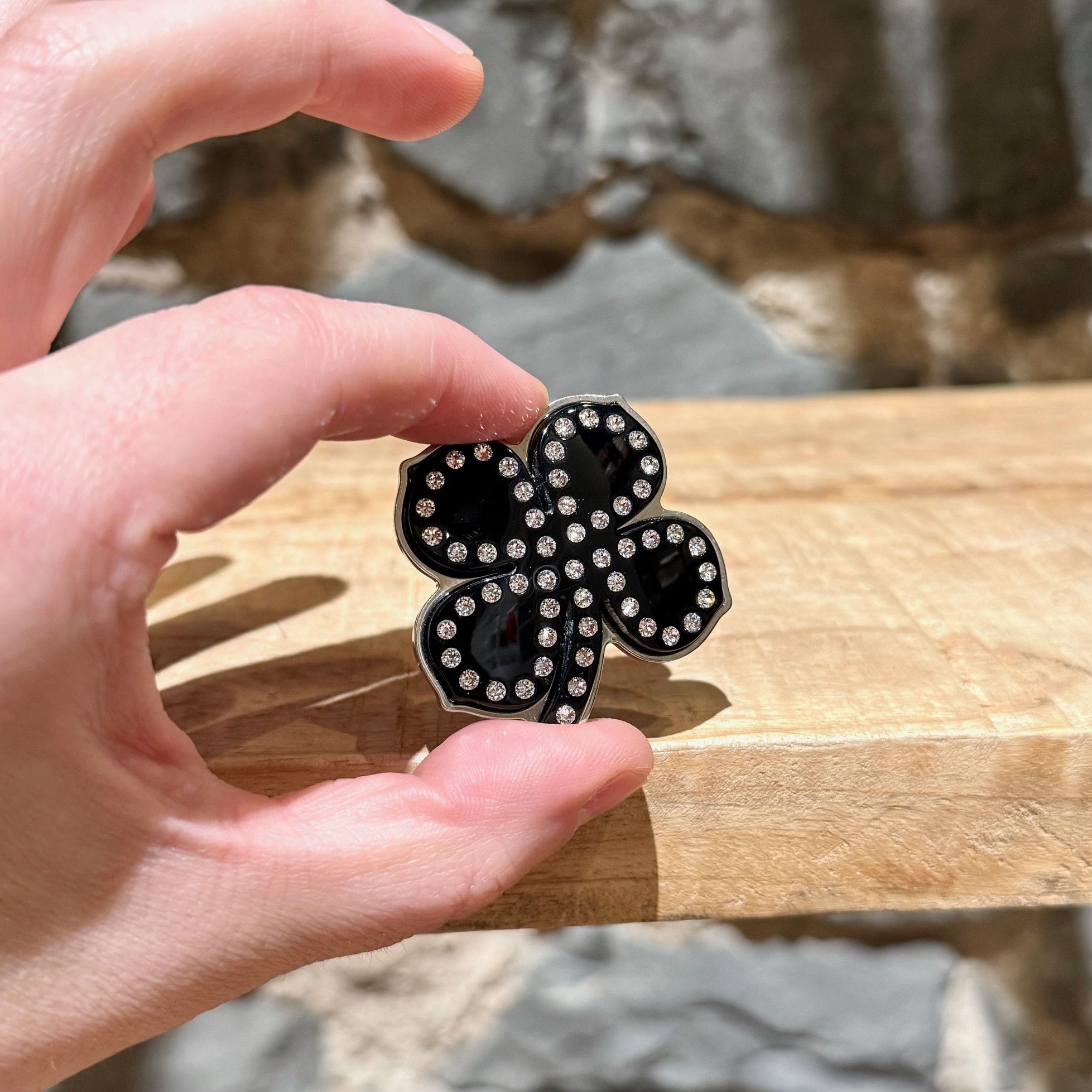 Balenciaga Balenciaga Black Four Leaves Clover Strass Single Earring Size ONE SIZE - 4 Thumbnail