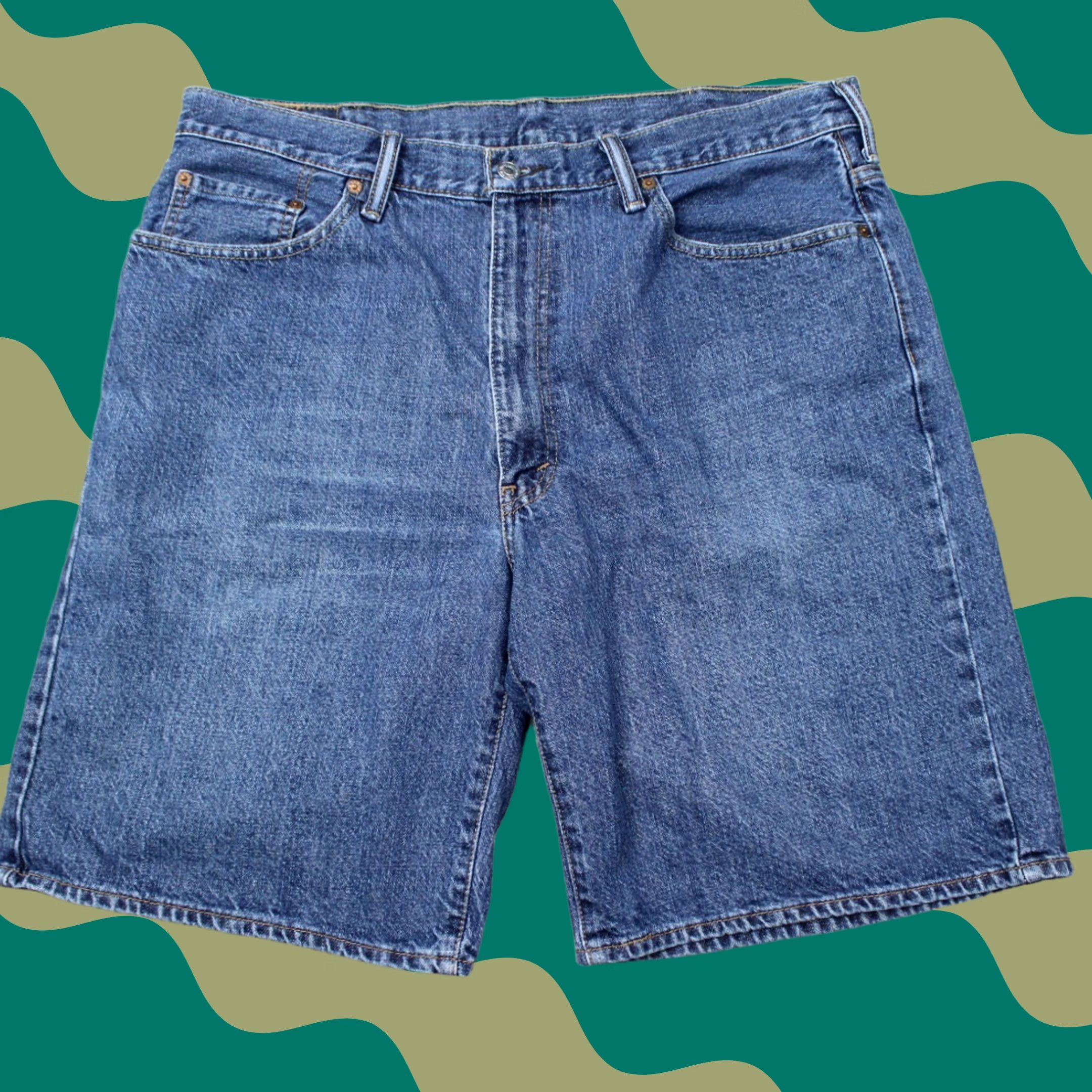 Levi's Levi's 550 Jean Shorts Mens 40 Blue 10" Denim 5-Pocket Relaxed Fit Cotton Bermuda Shorts Mens Blue 10" Inseam Regular Size 40 Casual Summer Size US 40 / EU 56 - 1 Thumbnail