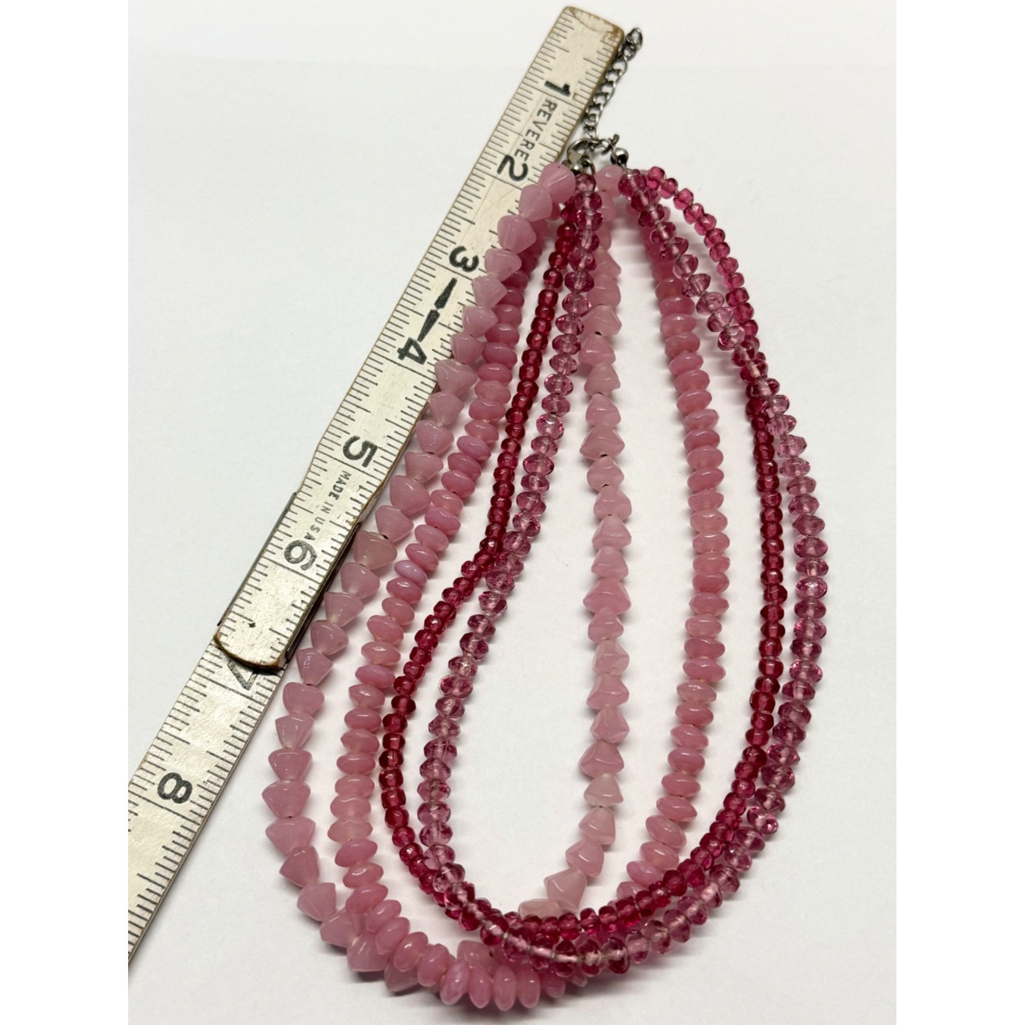 Vintage Vintage pink glass multi strand beaded necklace Size ONE SIZE - 4 Thumbnail