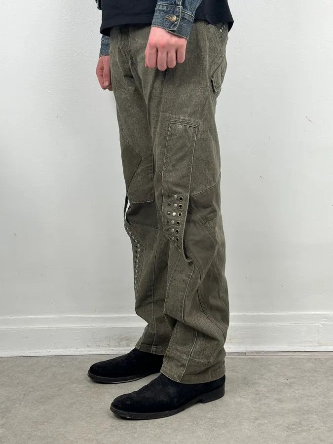 Marithe + Francois Girbaud SS2006 Marithé + François Girbaud Khaki Studded Cargo Jeans Size US 32 / EU 48 - 4 Thumbnail