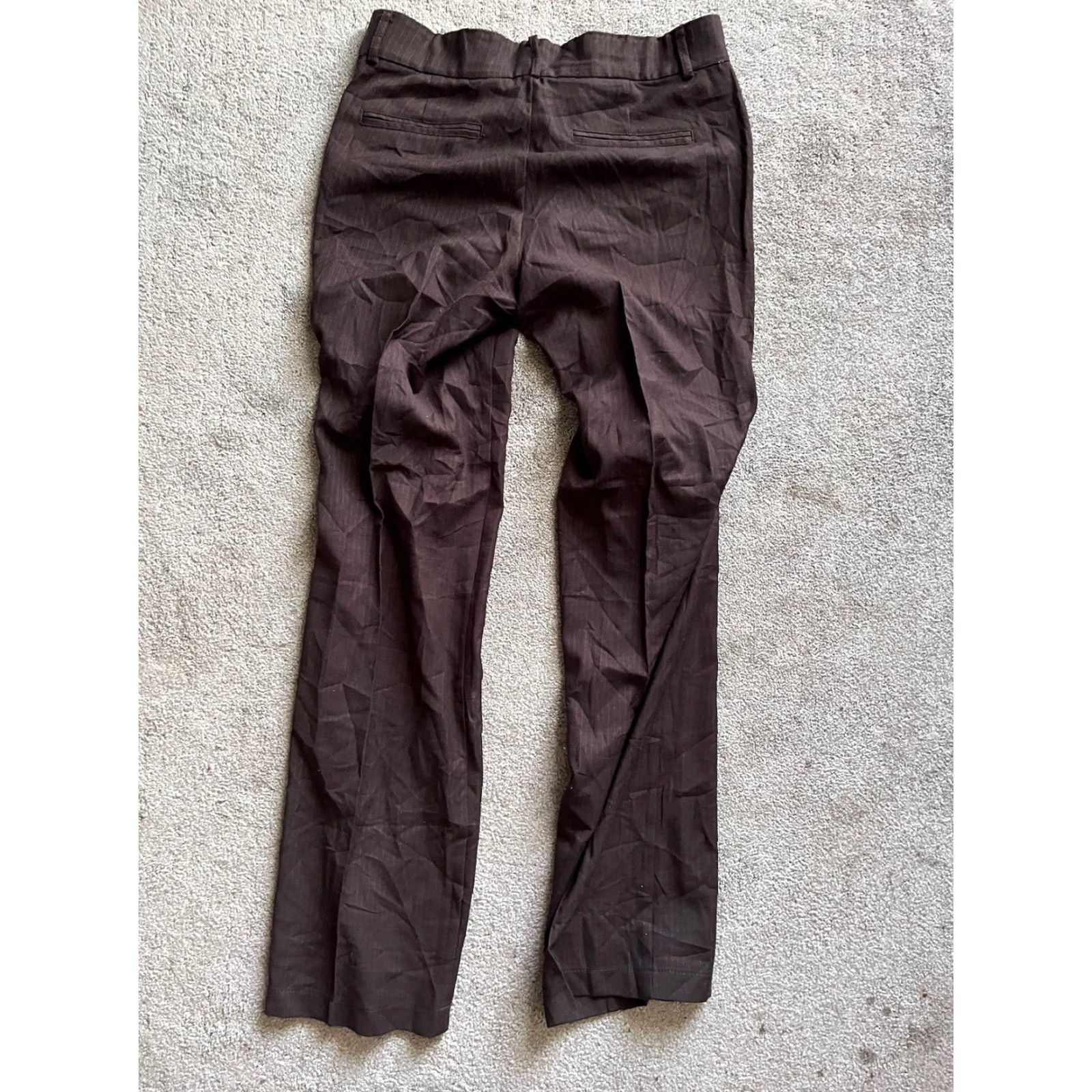 Dockers DOCKERS Pants 4M Brown Pinstripe Khaki Goodness Straight Elastic Waist Womens Size 27" / US 4 / IT 40 - 3 Thumbnail