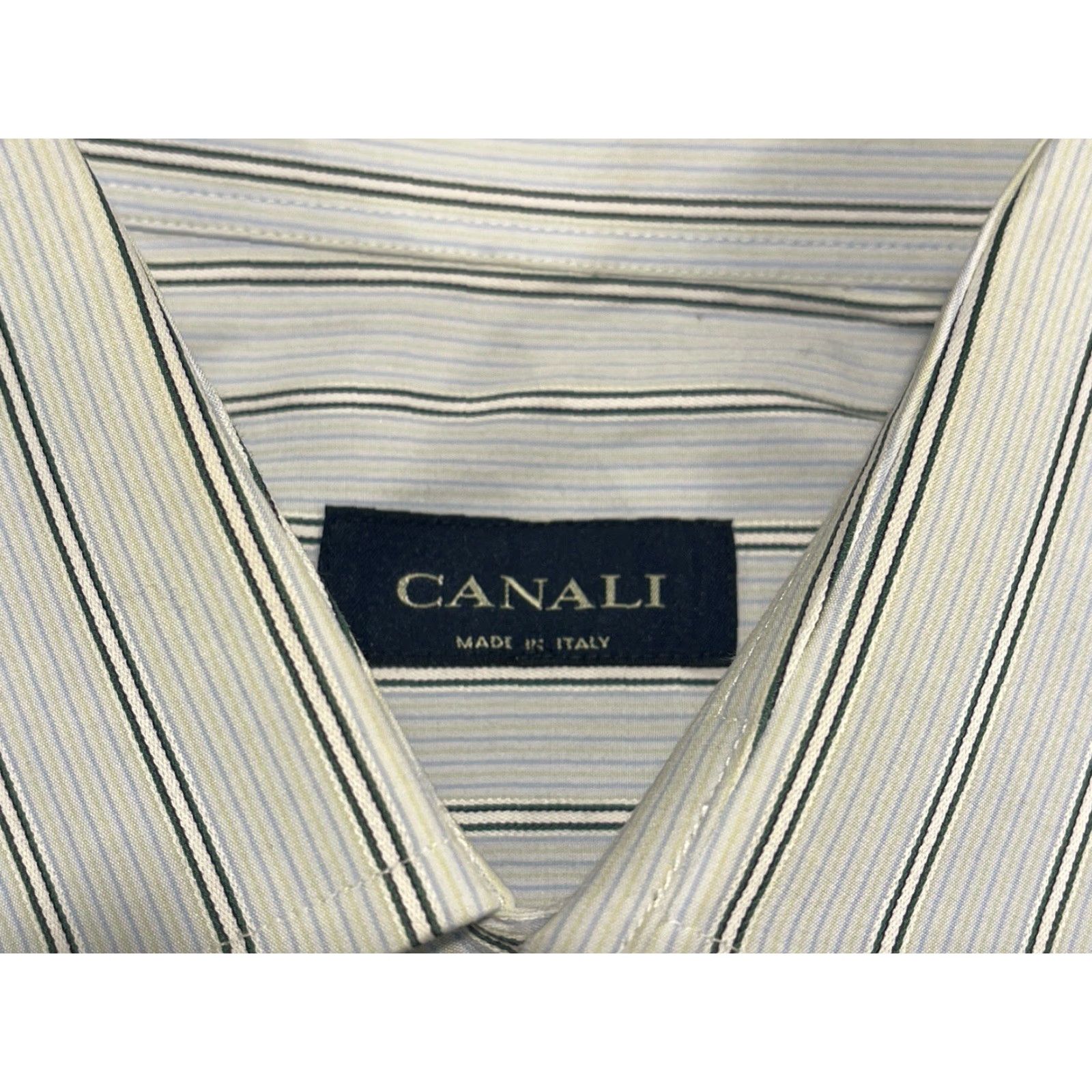 Canali Canali Shirt Mens Regular White Striped Button-Up Casual Preppy Italy 17.5 Long Sleeve Pocket Classic Button-Down Men Size US XL / EU 56 / 4 - 5 Thumbnail
