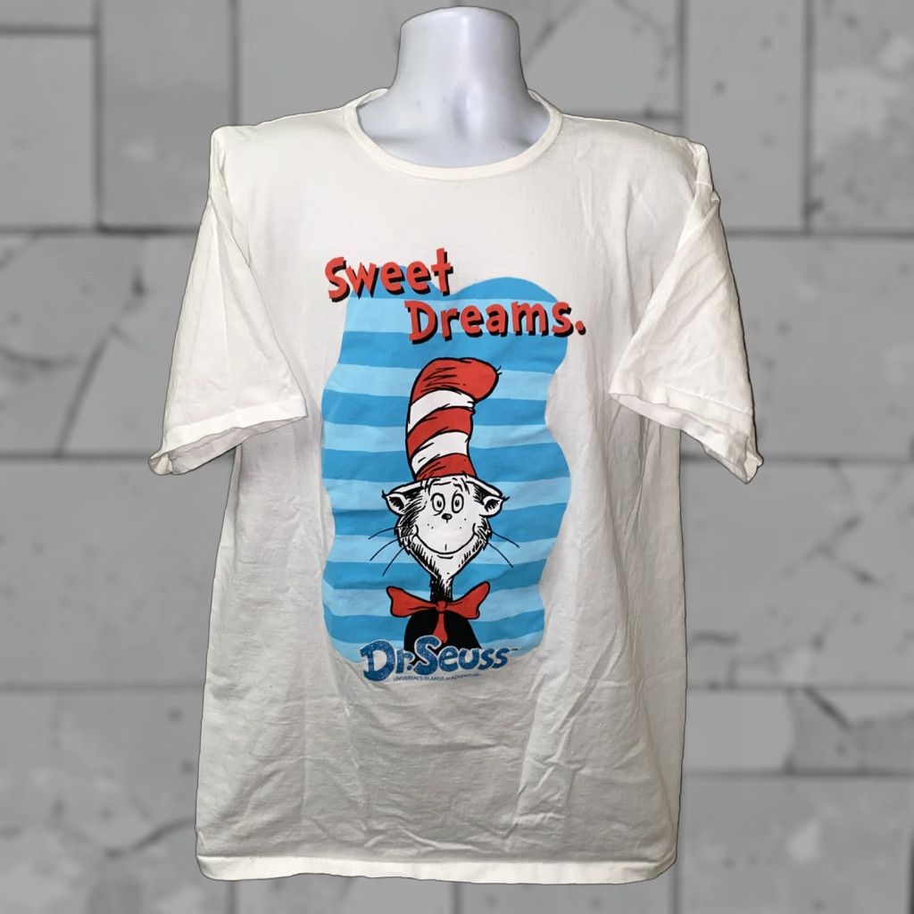 Vintage VINTAGE Universal Orlando T-Shirt Mens White Dr. Seuss Short Sleeve L 24 In Armpit Regular Cotton Single Stitch Size US L / EU 52-54 / 3 - 1 Thumbnail