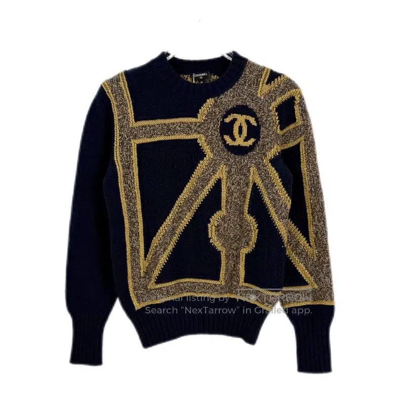 Chanel Chanel Castle series gold thread knitted pattern cashmere Size XS / US 0-2 / IT 36-38 - 1 Thumbnail