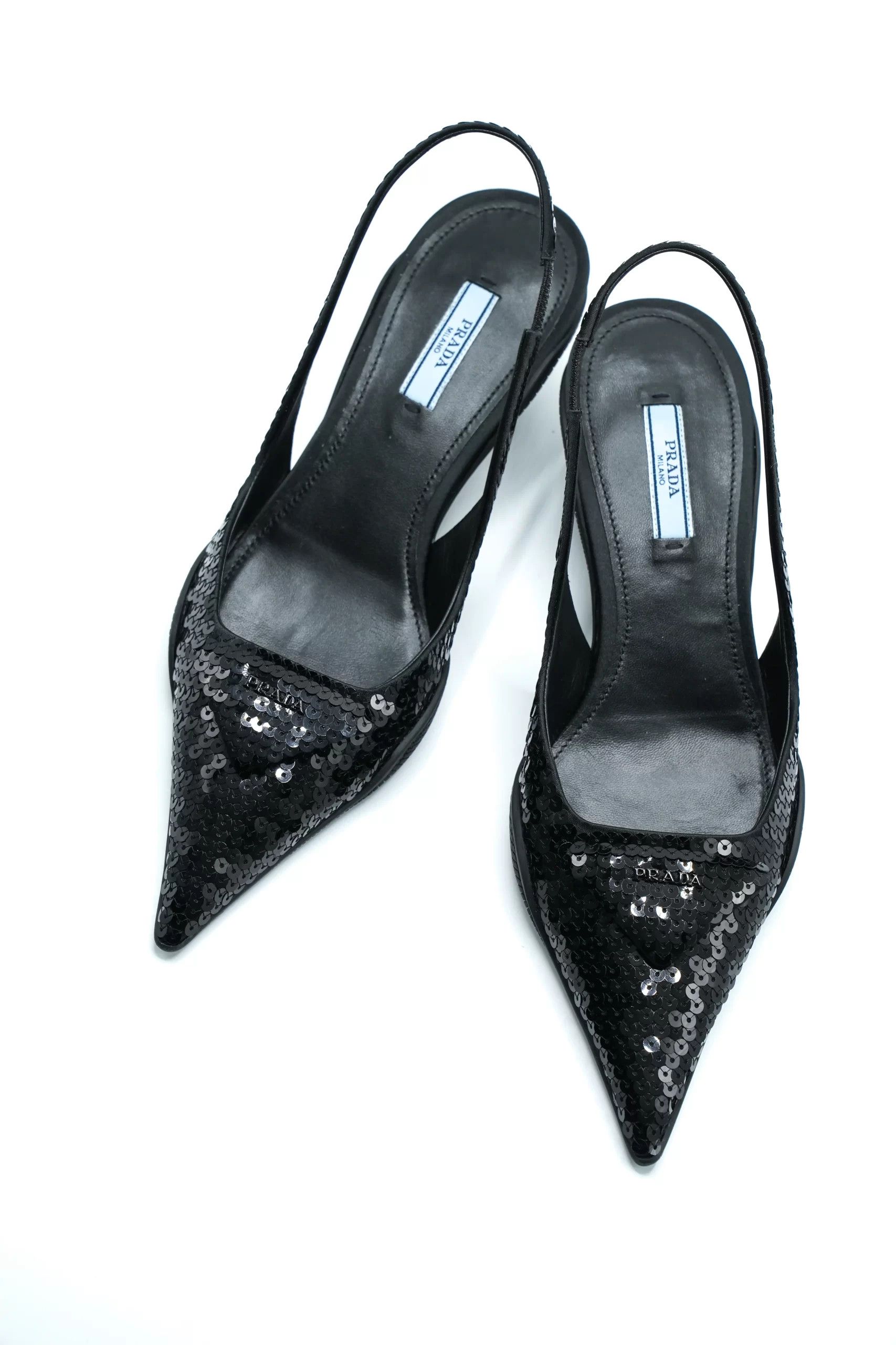 Prada o1w1db11124 High Heel Slingbacks in Black Size US 9 / IT 39 - 2 Thumbnail