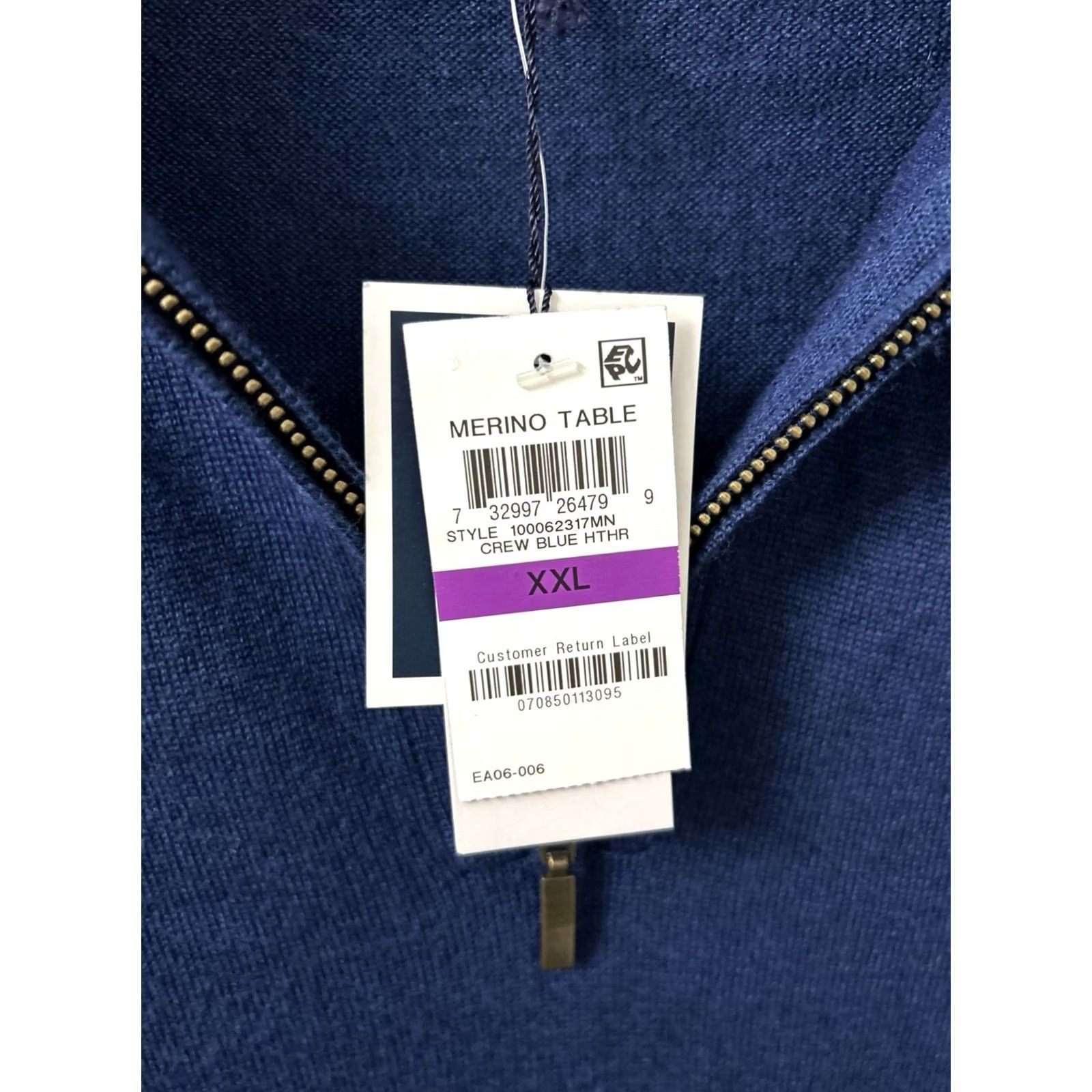 Club Room Club Room 2XL Blue Merino Wool Blend Knit Sweater Long Sleeve Mock Neck Full Zip NWT Mens Size US XXL / EU 58 / 5 - 7 Thumbnail