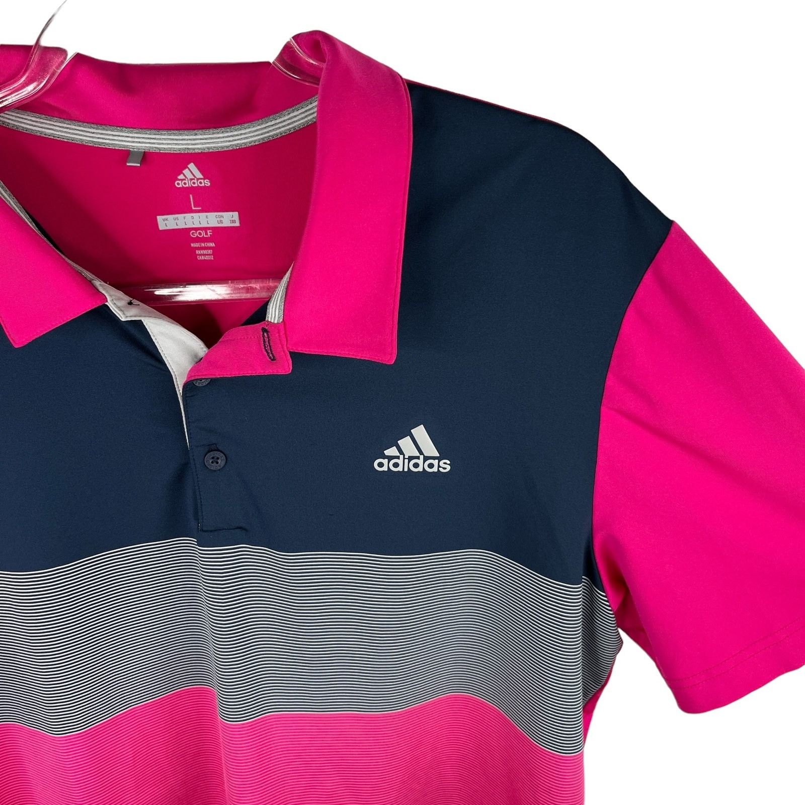 Adidas Adidas Mens Golf Polo Large Fuchsia Navy Size US L / EU 52-54 / 3 - 5 Thumbnail