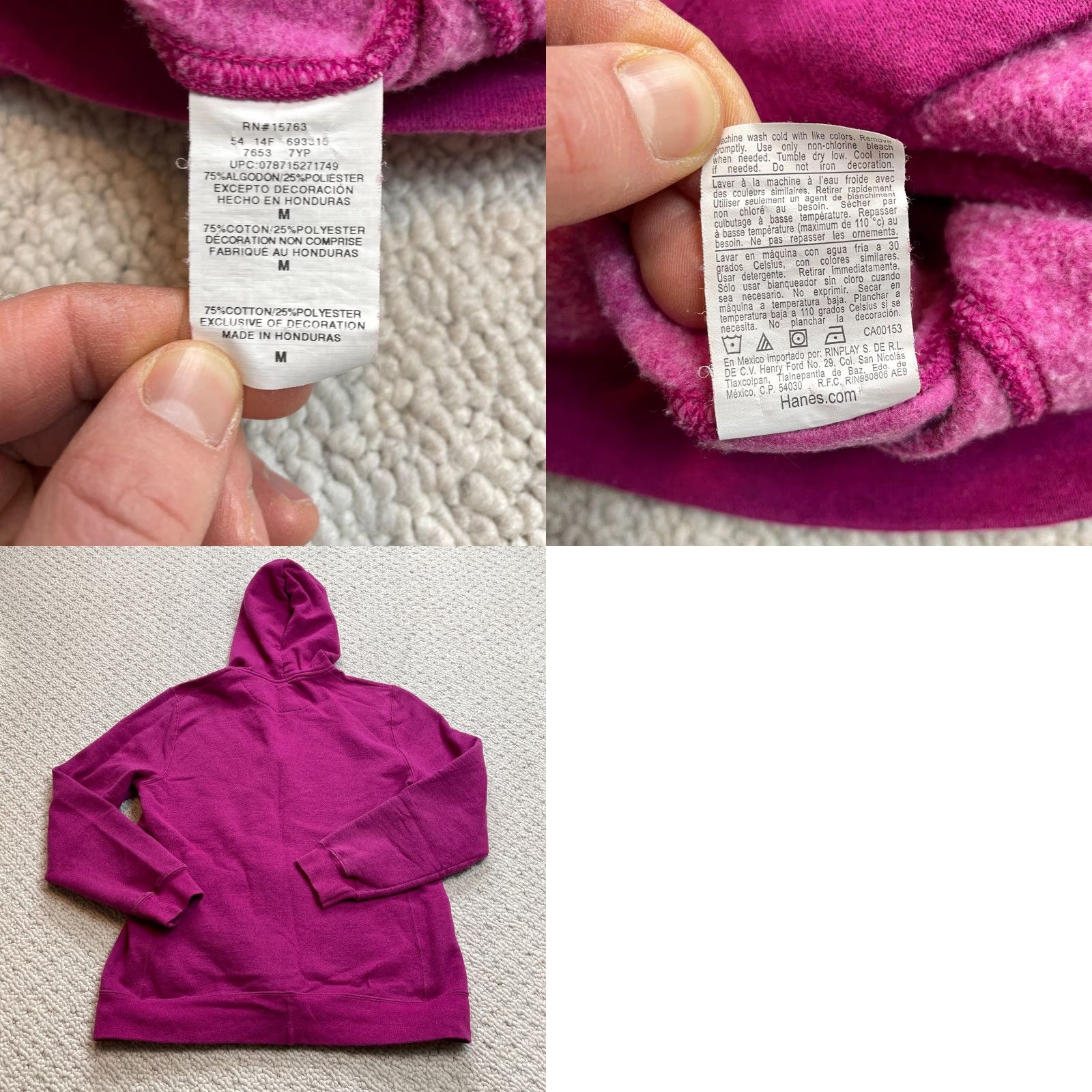Champion VINTAGE Champion Hoodie Sweatshirt Womens Medium Purple Full Zip Eco Pockets Soft Logo Size M / US 6-8 / IT 42-44 - 8 Thumbnail