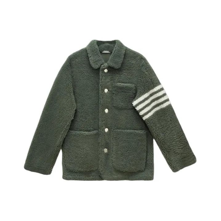 Thom Browne Thom Browne Green Shearling Button-Up Jacket Size US S / EU 44-46 / 1 - 1 Thumbnail