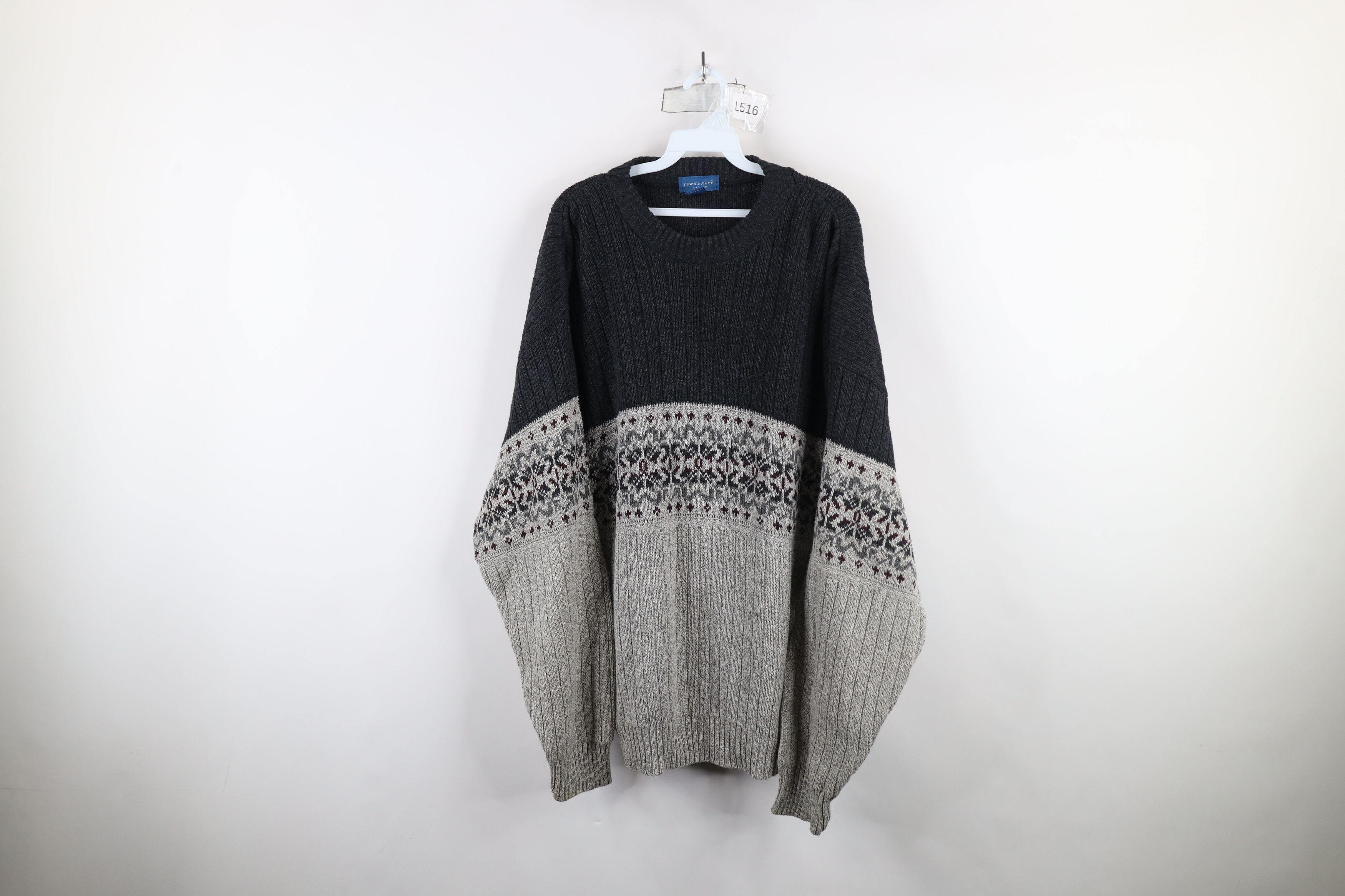 Vintage Vintage 90s Streetwear Ribbed Knit Crewneck Sweater Size US XL / EU 56 / 4 - 1 Thumbnail