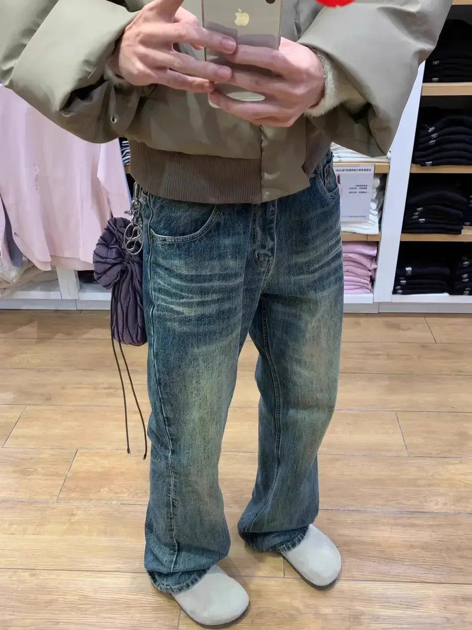 Japanese Brand Retro washed cat whisker micro flared jeans Size US 32 / EU 48 - 1 Thumbnail