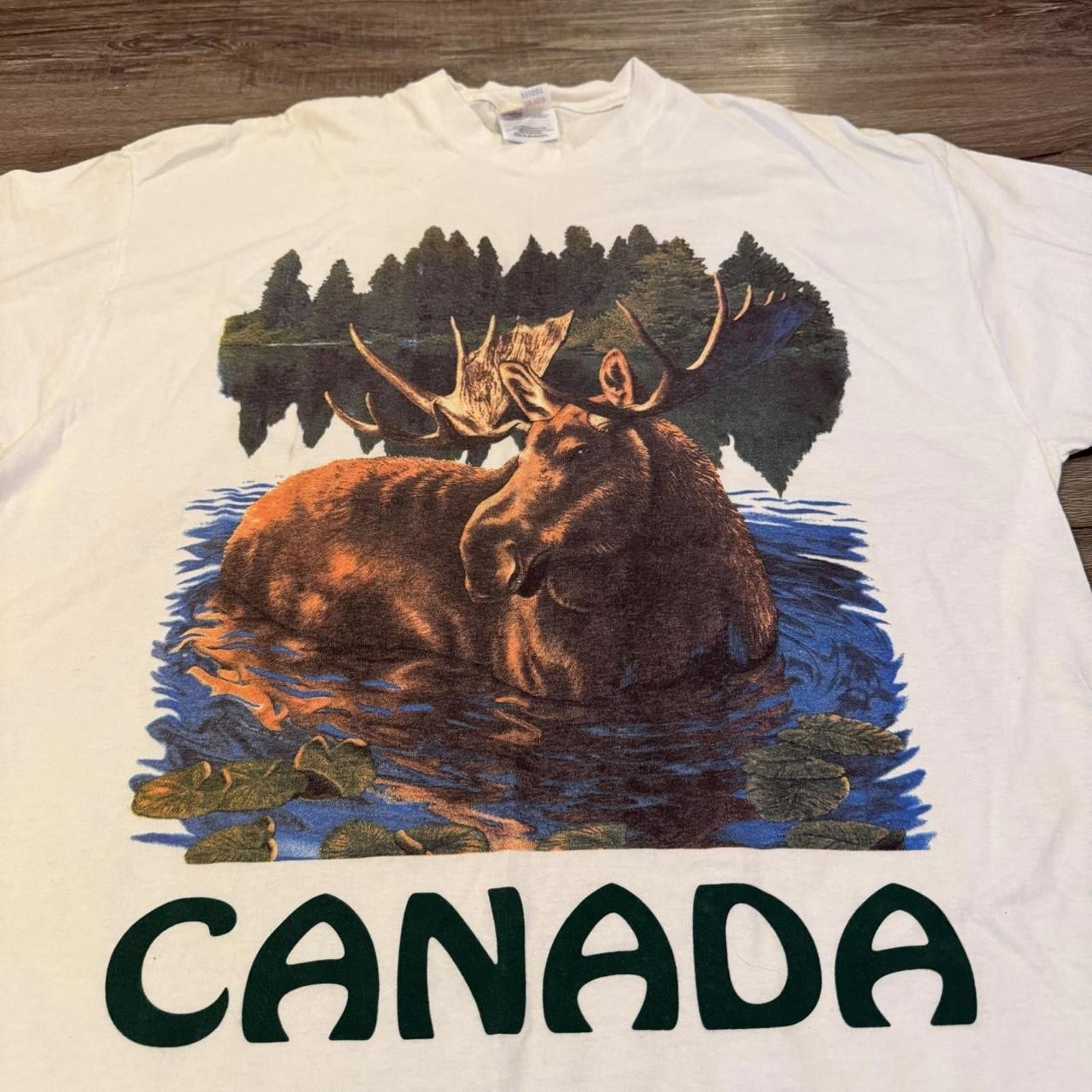 Hanes Vintage moose Canada big print t shirt 90s XL Size US XL / EU 56 / 4 - 2 Thumbnail