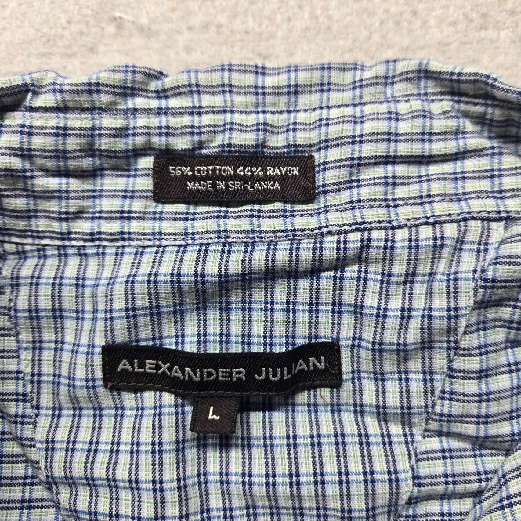 Alexander Julian Alexander Julian Shirt Adult Men L Blue Check Button-Up Short Sleeve Size US L / EU 52-54 / 3 - 2 Thumbnail