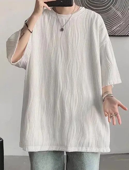Other Korean White Wave Pleated Oversized Relaxed Tee T-shirt Size US XL / EU 56 / 4 - 8 Thumbnail