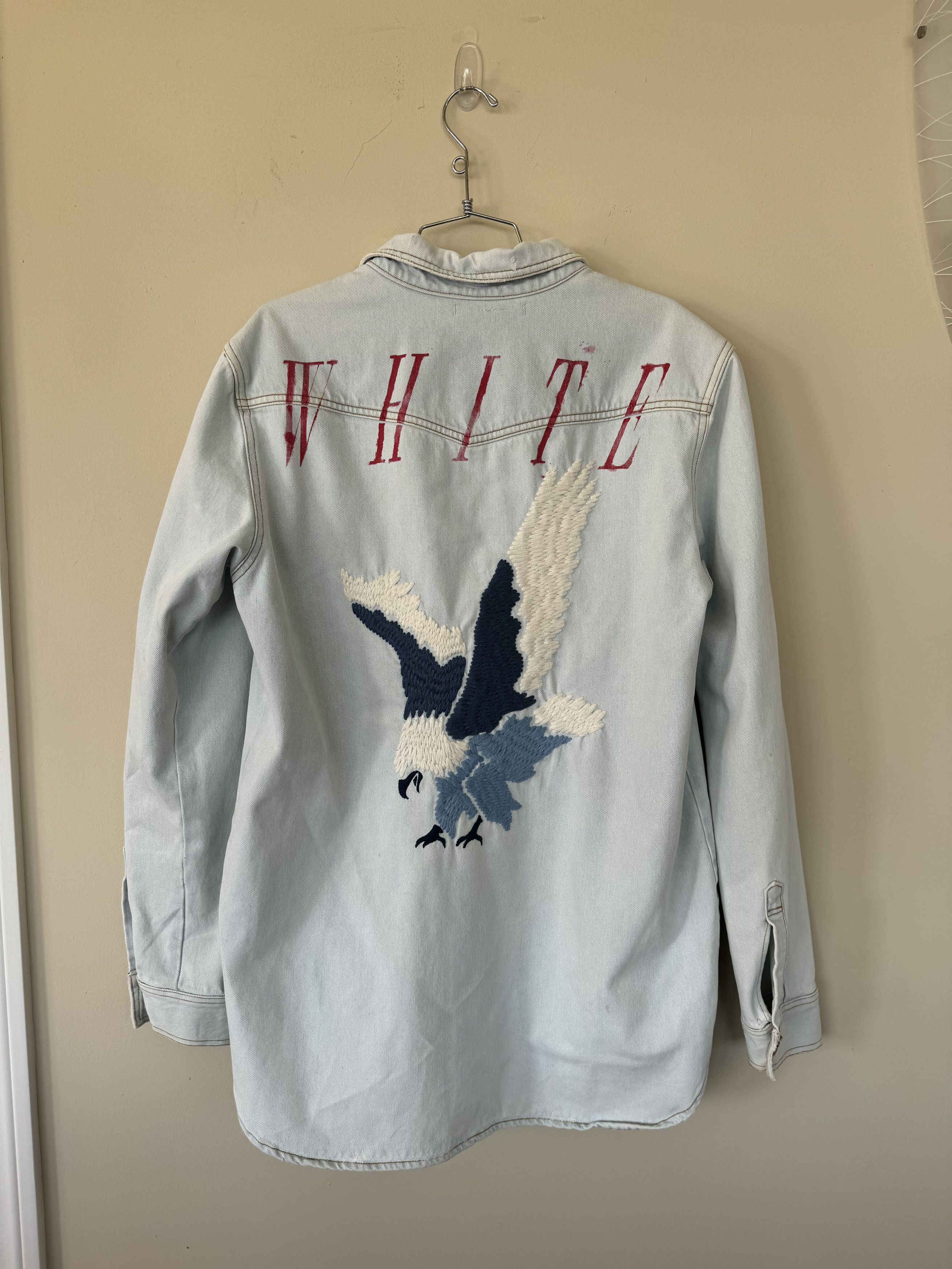 Off-White Off White Embroidered Eagle Light Denim Jacket Size US L / EU 52-54 / 3 - 1 Thumbnail