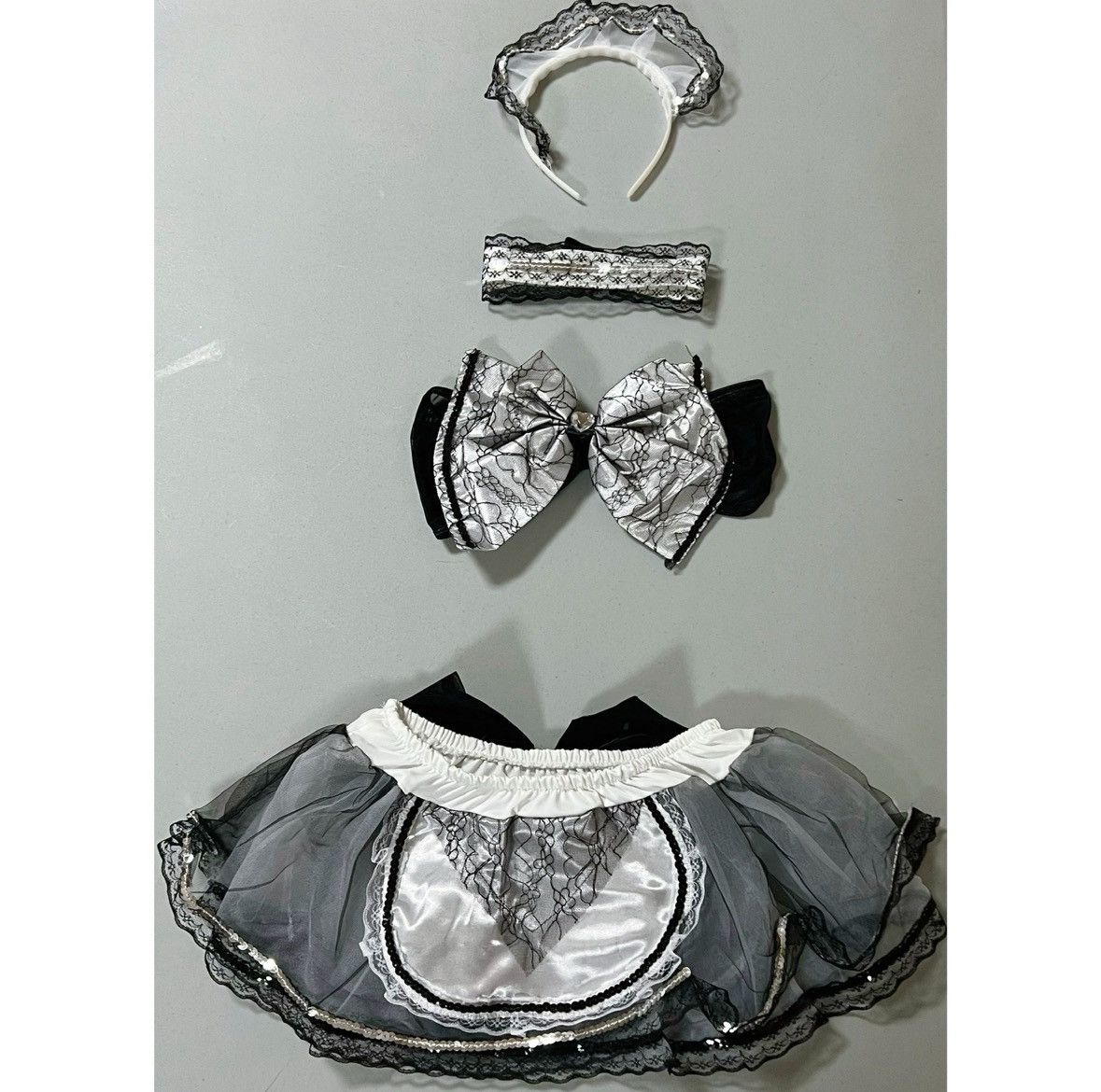 Vintage Black Bow Maid Cosplay Costume Lingerie Outfit Set Size S 🖤 Size ONE SIZE - 4 Thumbnail