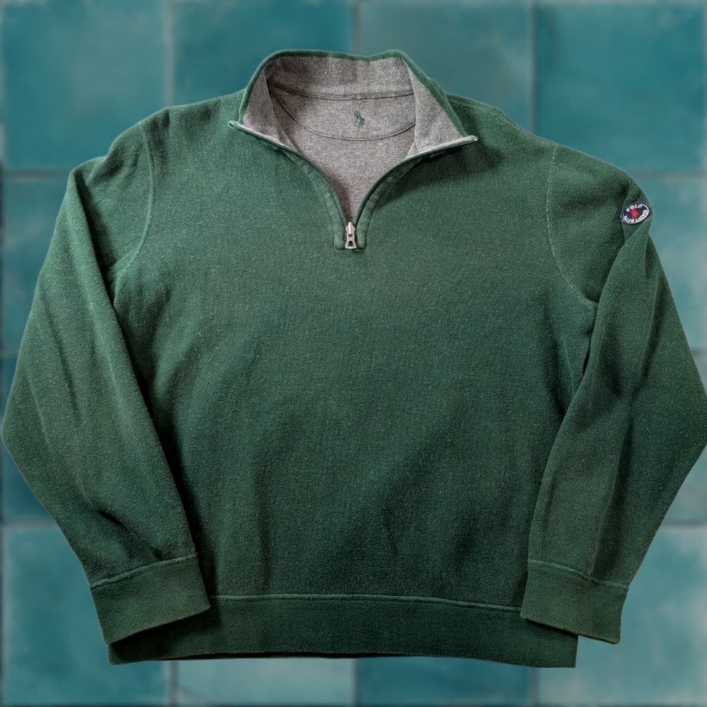 Polo Ralph Lauren Polo Ralph Lauren Sweater L Mens Mock Neck 1/4 Zip Reversible Patch Green & Gray Size US L / EU 52-54 / 3 - 1 Thumbnail