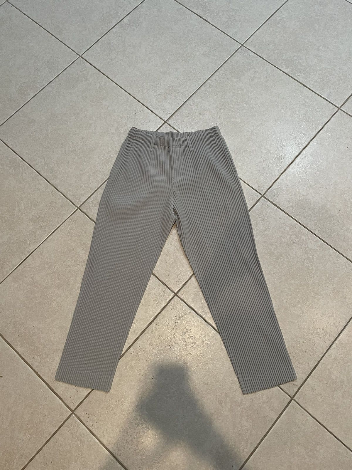 image of Homme Plisse Issey Miyake Grey Basic Trousers, Men's (Size 33)