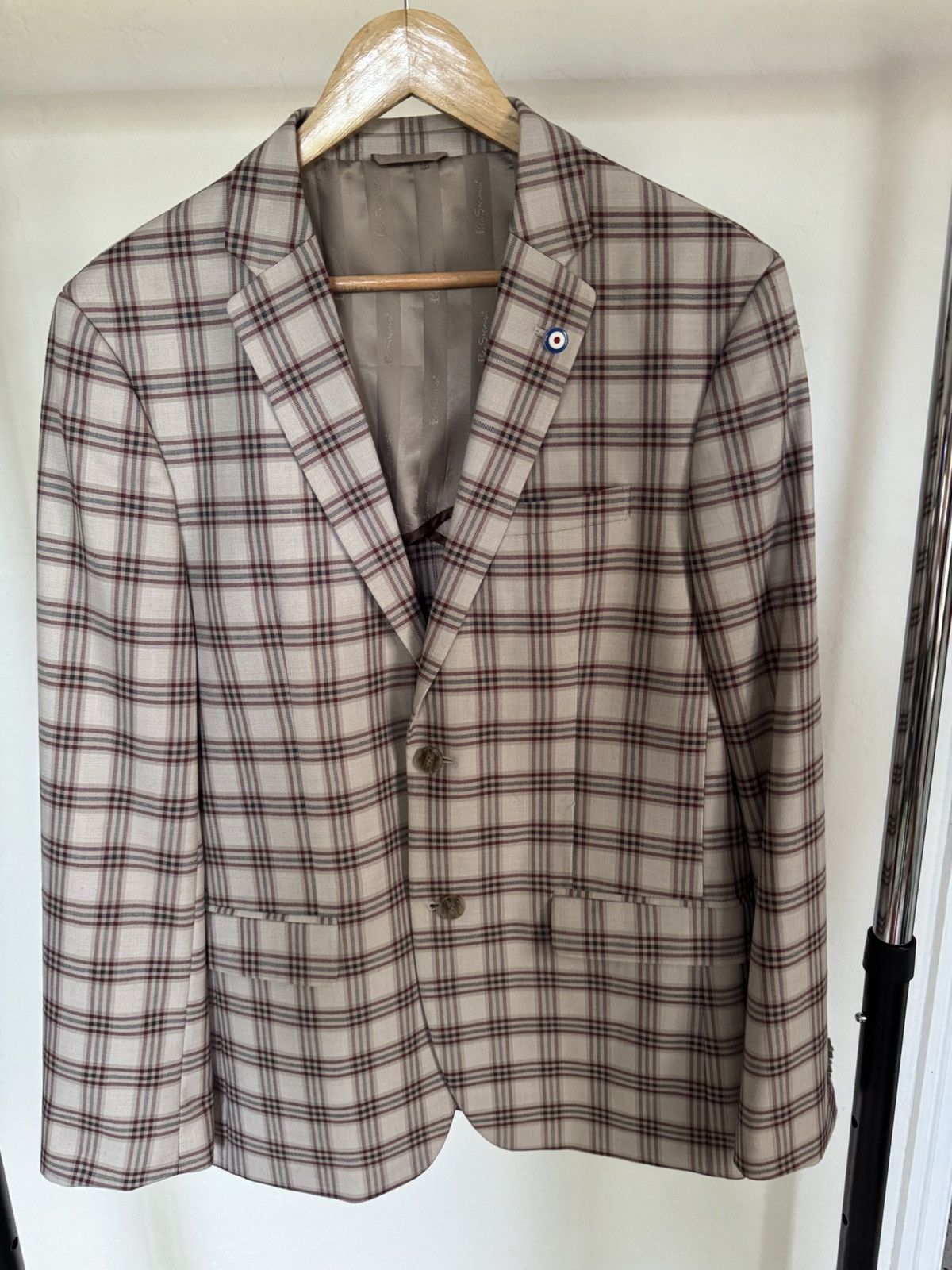 Ben Sherman Beige Plaid Suit w/ Brown Pants