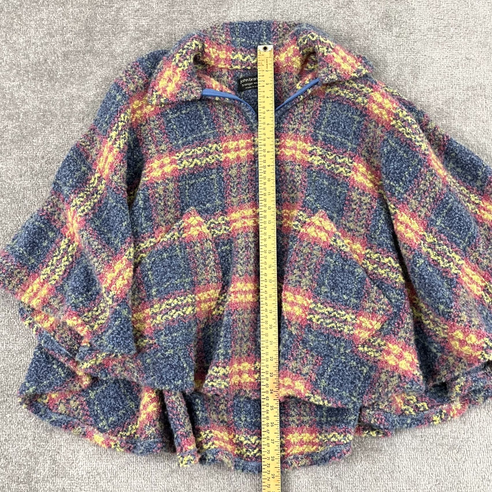 Vintage VINTAGE John Branigan Weavaers Cape Poncho Sweater Womens OS One Size Full Zip Plaid Size ONE SIZE - 3 Thumbnail