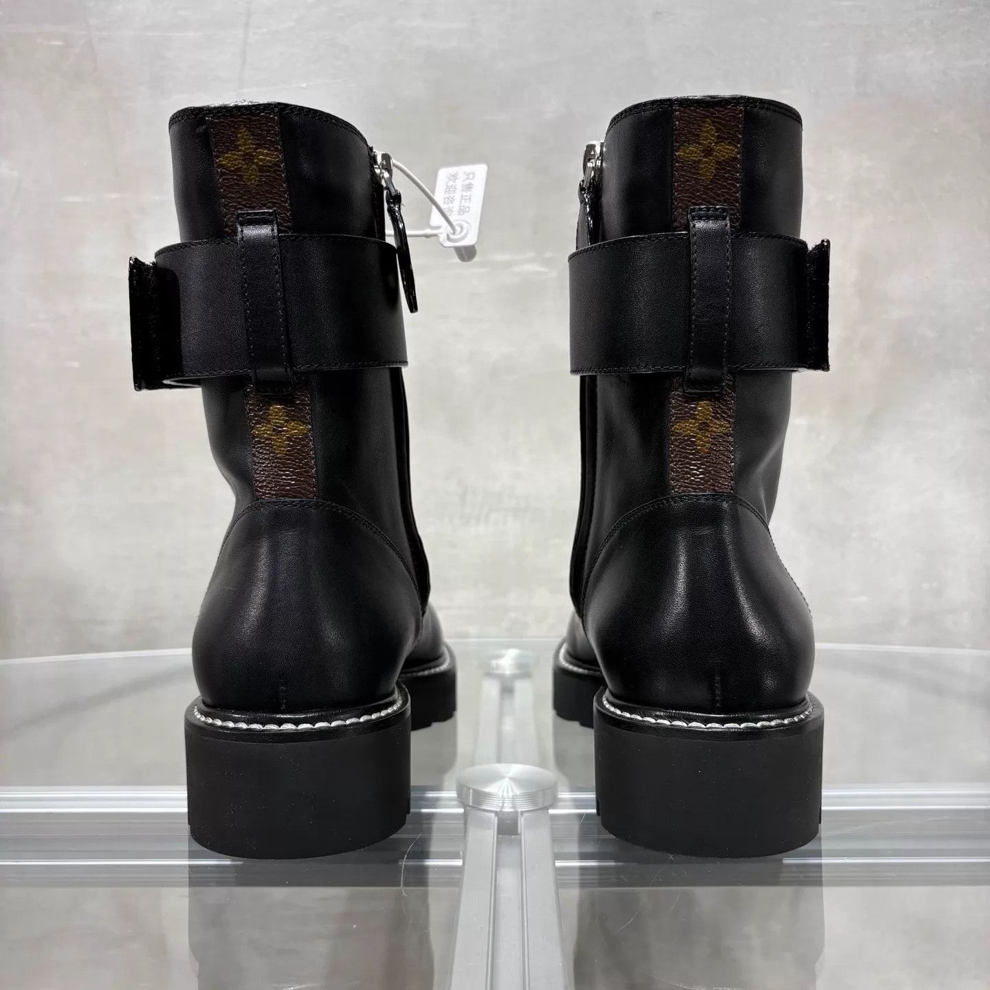 Louis Vuitton LV black logo martin boots new tried on 38 YH25103 Size US 7.5 / IT 37.5 - 7 Thumbnail