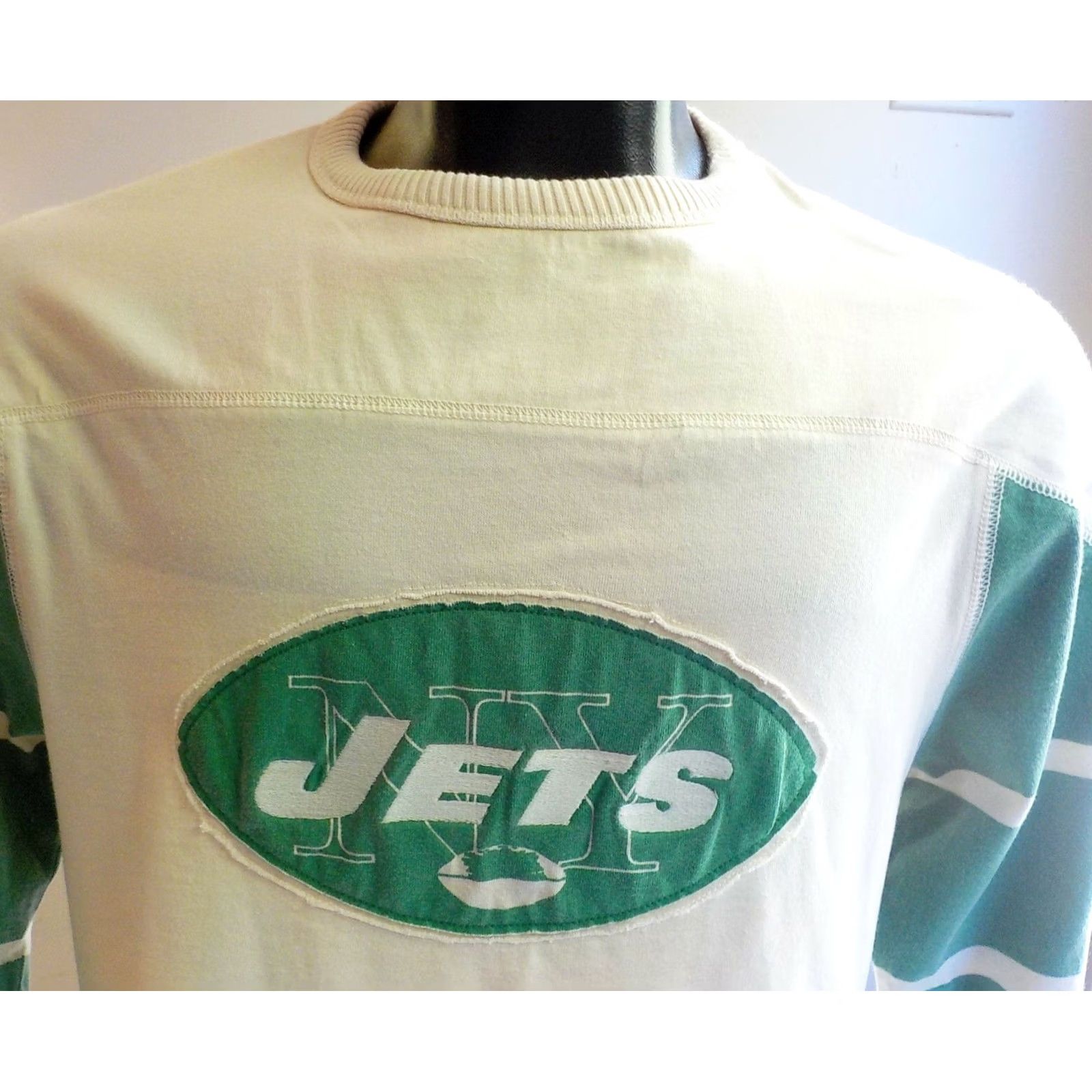 Mitchell & Ness VINTAGE Mitchell & Ness NY JETS Sweater Ivory/Green M 100% Cotton Crewneck Fangear Mens Size US M / EU 48-50 / 2 - 2 Thumbnail