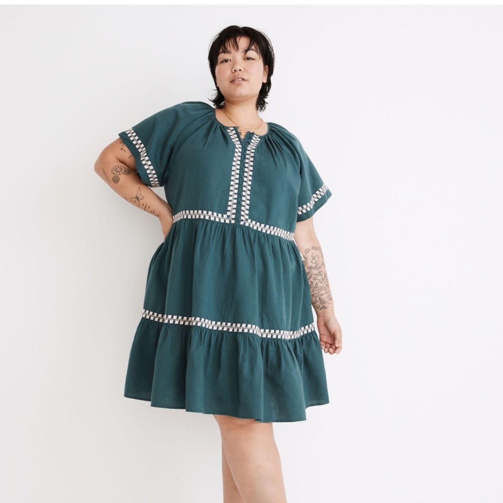 Madewell NWT Madewell NWT Linen Blend Flutter Sleeve Mini Dress Size XXS / US 00 / IT 34 - 1 Thumbnail