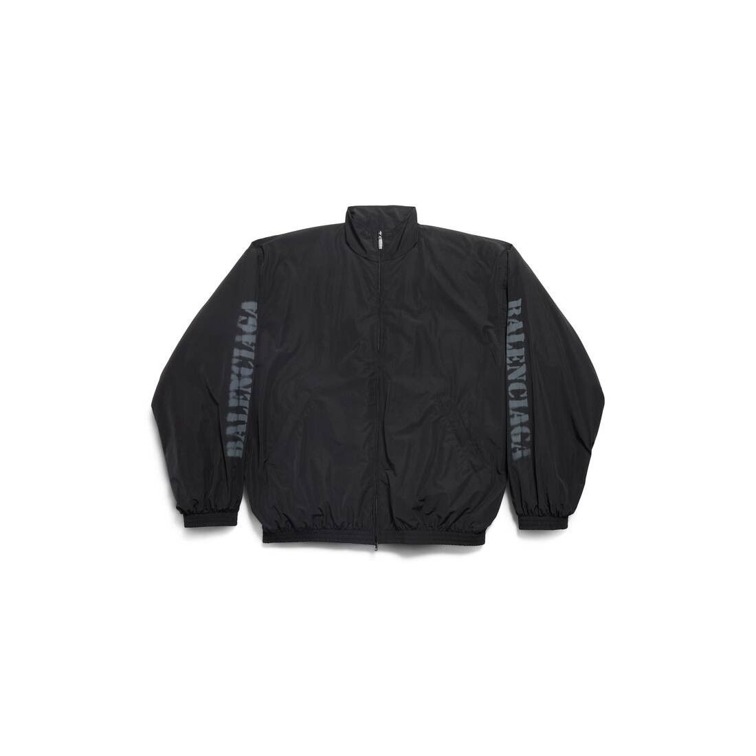 Balenciaga o1s1rm0825 Stencil Type Tracksuit Jacket in Black Size US XS / EU 42 / 0 - 1 Thumbnail