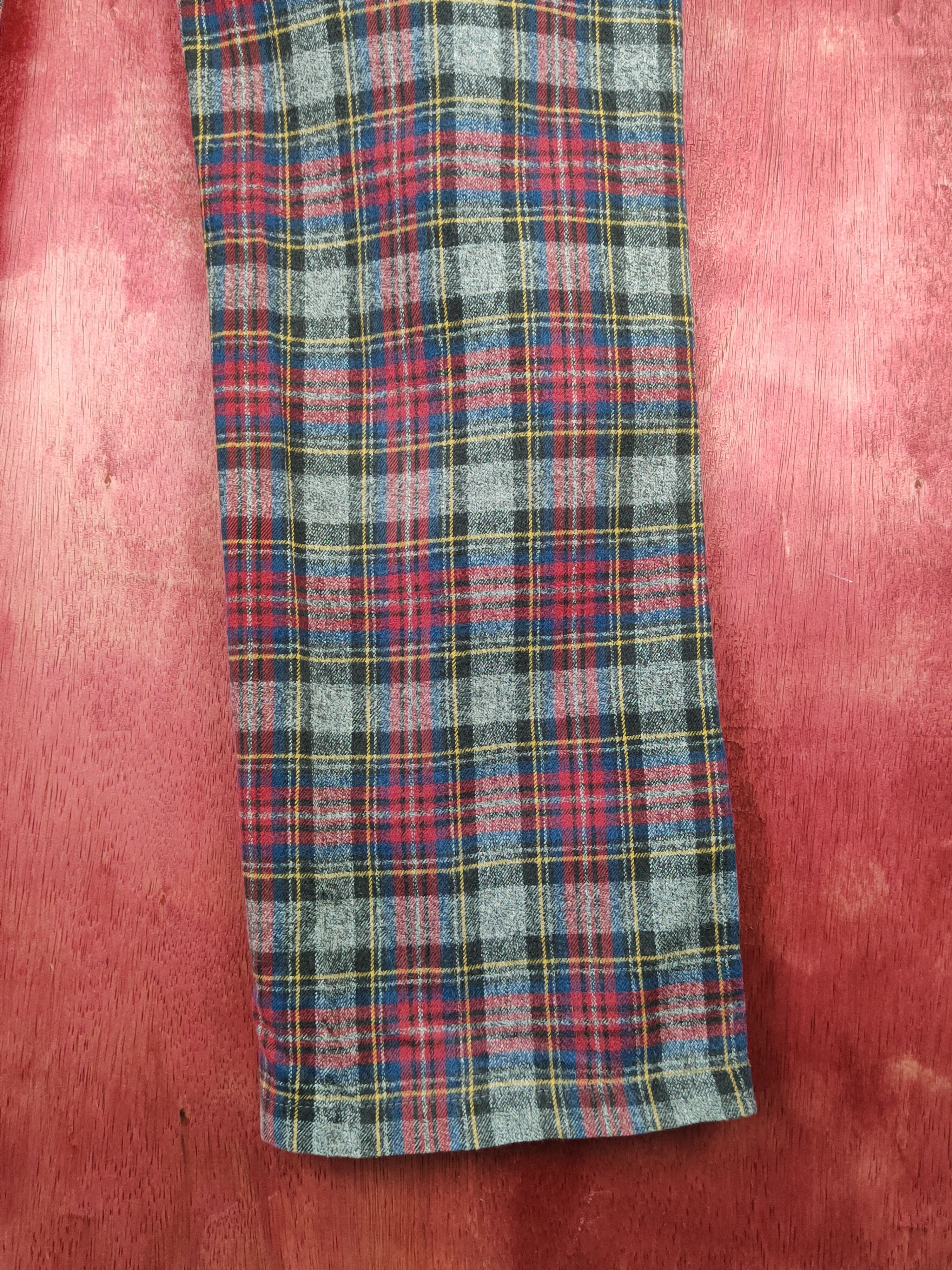 Japanese Brand Duffer of St George Red checkered punk Casual Pants #S1479 Size US 35 - 14 Thumbnail