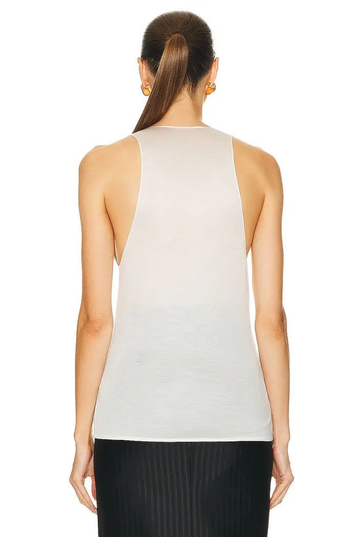 Saint Laurent Paris oc11z1125 761463 Cassandre Tank Top in Silk Jersey White Size XL / US 12-14 / IT 48-50 - 6 Thumbnail