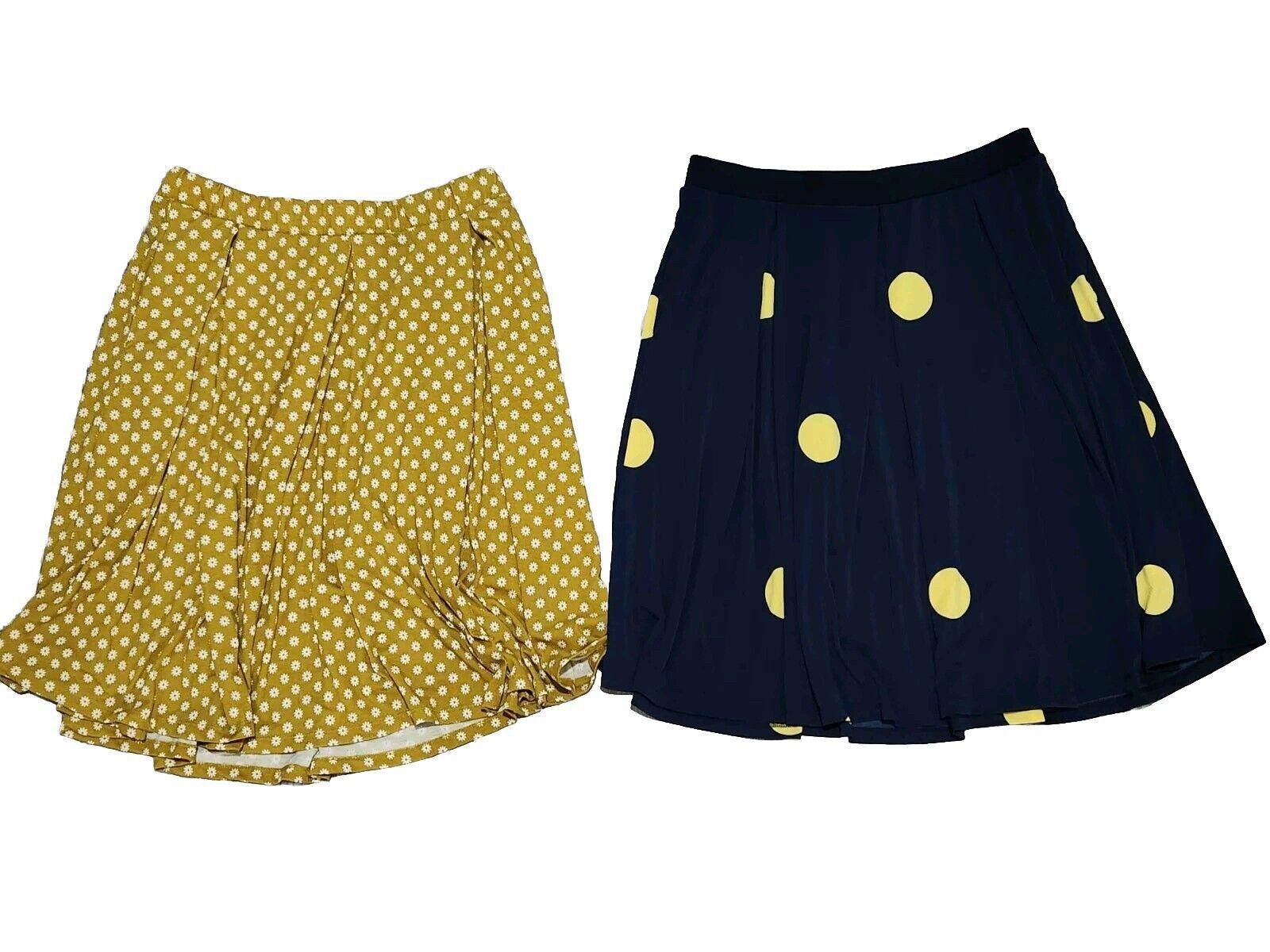 Designer Lularoe Skirt Lot Extra Large Lemons Polka Dots Stretch Size 40" / US 18 - 1 Thumbnail