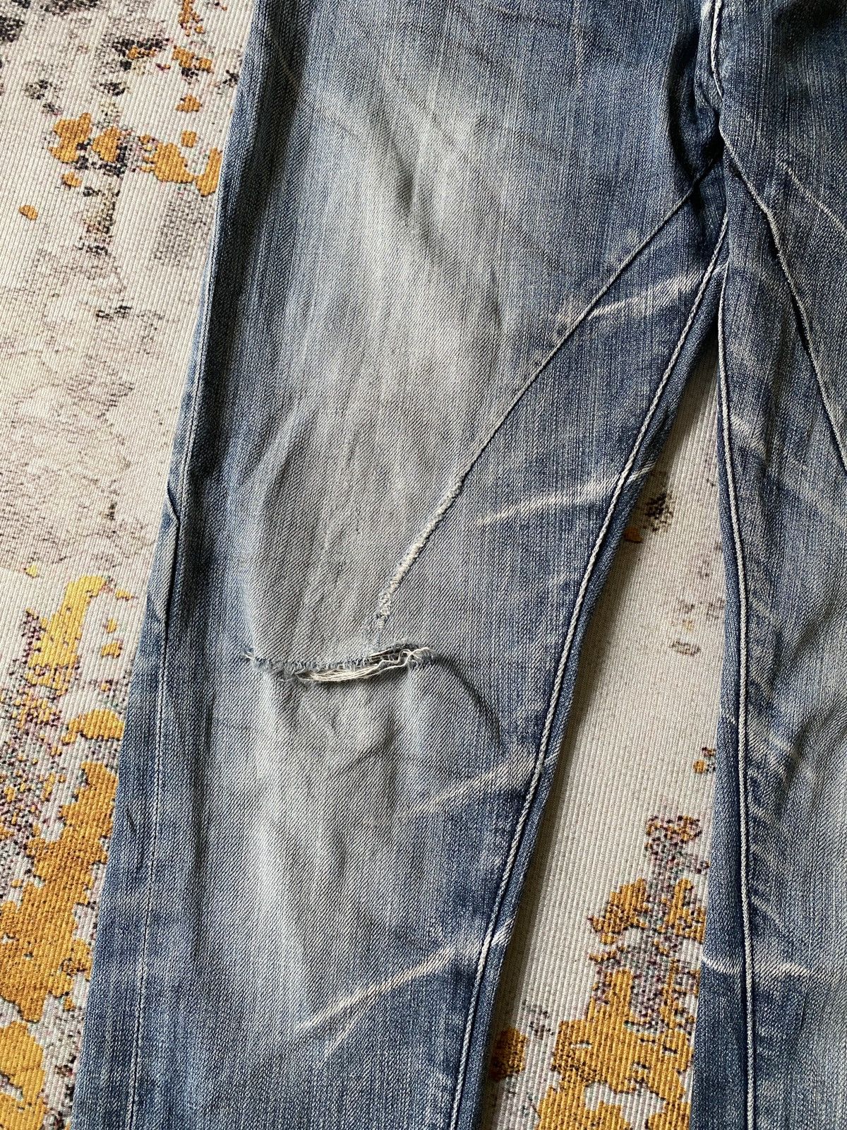 Japanese Brand Johnny Wolf Faded Blue Distressed Rick Owens Style Jeans Size US 30 / EU 46 - 12 Thumbnail