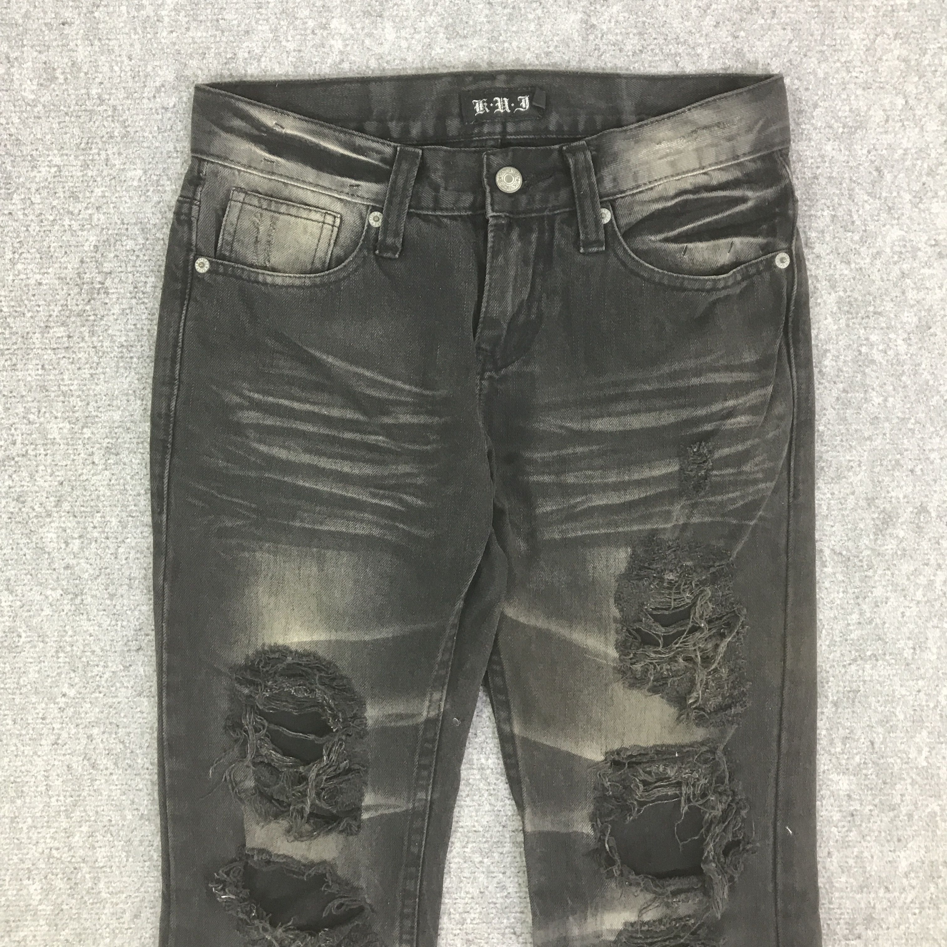 Japanese Brand JAPANESE BRAND BLACK PUNK DISTRESSED DENIM PANTS K129B5 Size US 28 / EU 44 - 2 Thumbnail