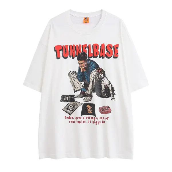 Japanese Brand Iyo Street Retro Character Print Casual Cotton T-shirt Size US L / EU 52-54 / 3 - 5 Thumbnail