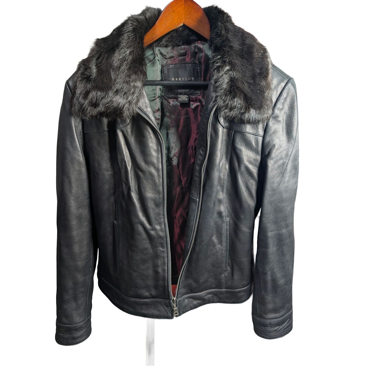 Other Harold's Leather Cropped Jacket with Removable Mink Collar Size L / US 10 / IT 46 - 4 Thumbnail