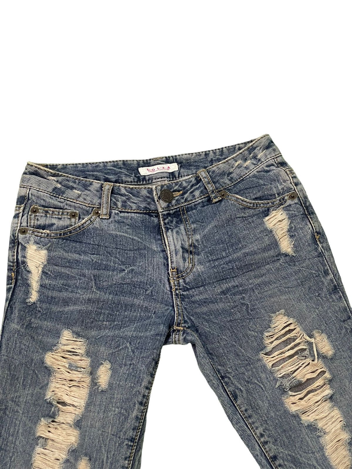 Japanese Brand Flare Jeans Colza Distress Low Rise Boot Cut 7🟦4 Size US 29 - 8 Thumbnail