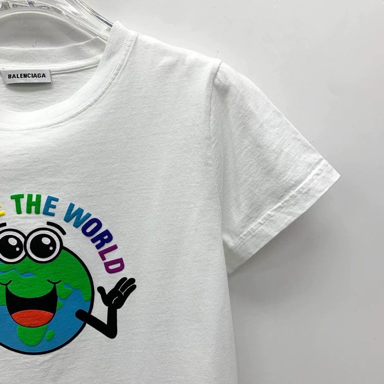 Balenciaga Balenciaga White globe monogram printed cotton crew neck s Size S / US 4 / IT 40 - 3 Thumbnail