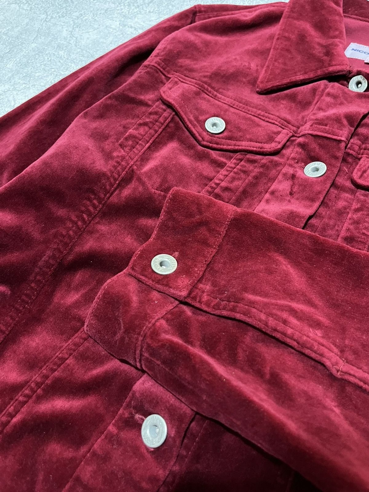 Japanese Brand Nicole Club Red Velvet Jacket Workers Size XS / US 0-2 / IT 36-38 - 6 Thumbnail