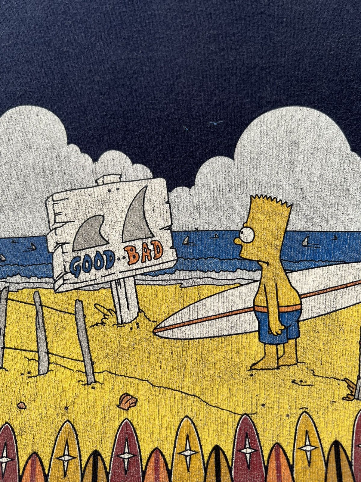 The Simpsons Vintage 1998 The Simpsons Bart Surf Surfing Cartoon T-shirt Size US XL / EU 56 / 4 - 7 Thumbnail