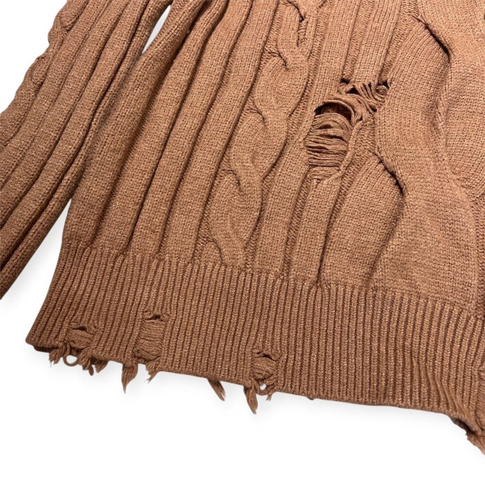 Pinko Pinko Dai Dai Distressed Ribbed Knit Sweater Brown Size S Size S / US 4 / IT 40 - 10 Thumbnail
